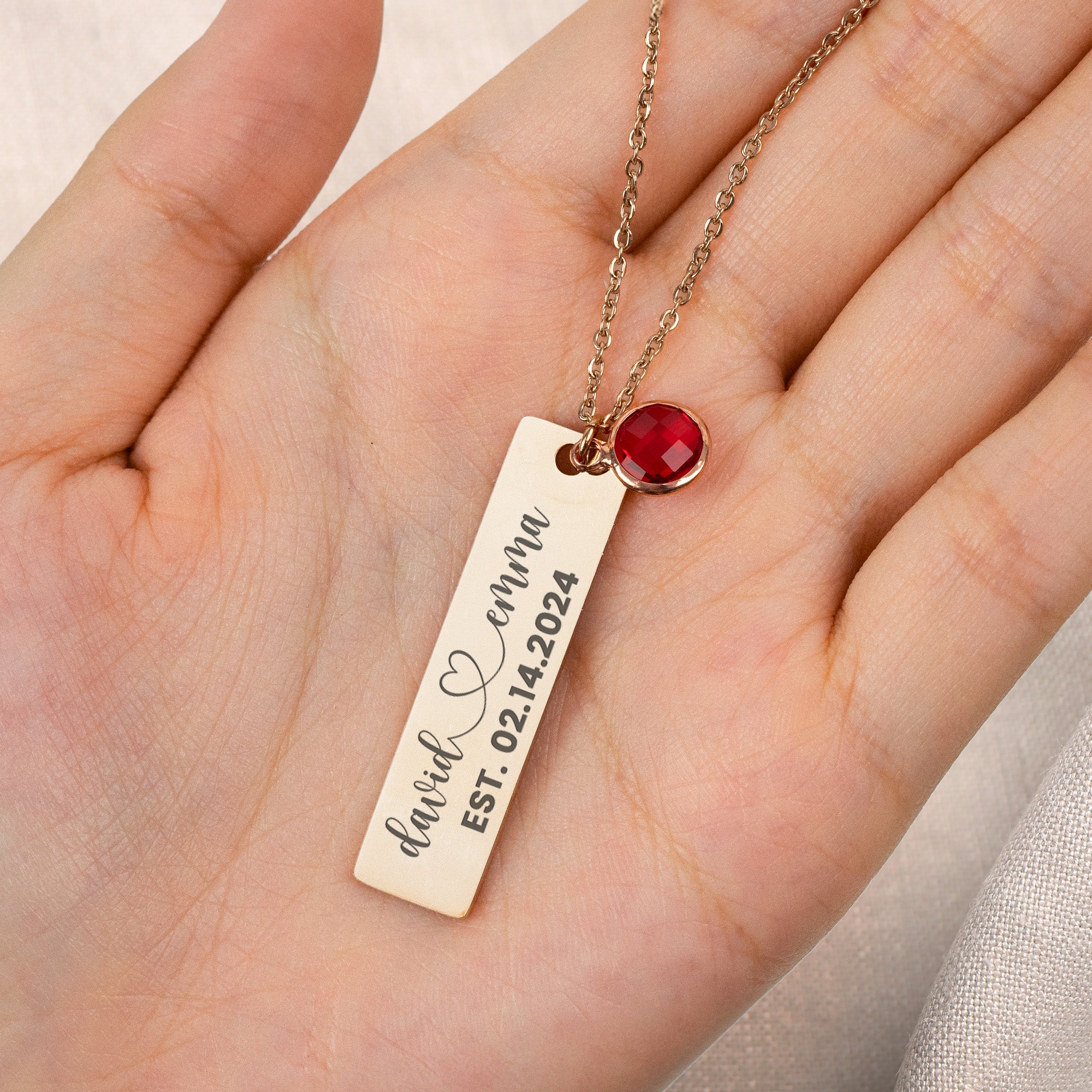 Birthstone Necklace Gift For Wife Girlfriend - Personalized Birthstone Necklace