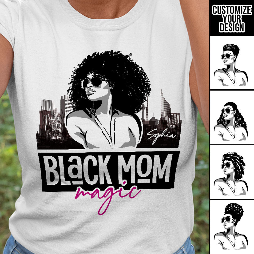 Black Mom Magic Pink - Personalized Shirt