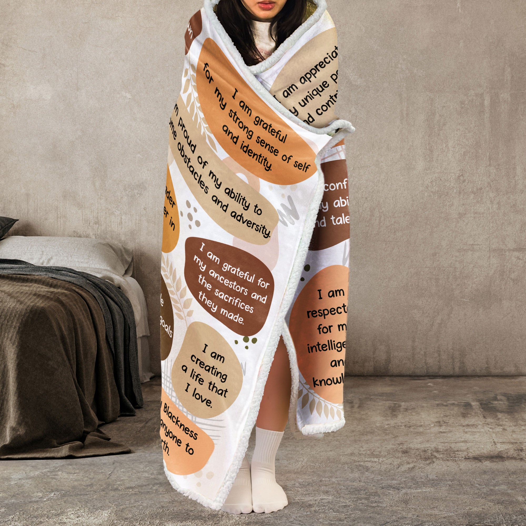 Black Woman Affirmations - Personalized Wearable Blanket Hoodie