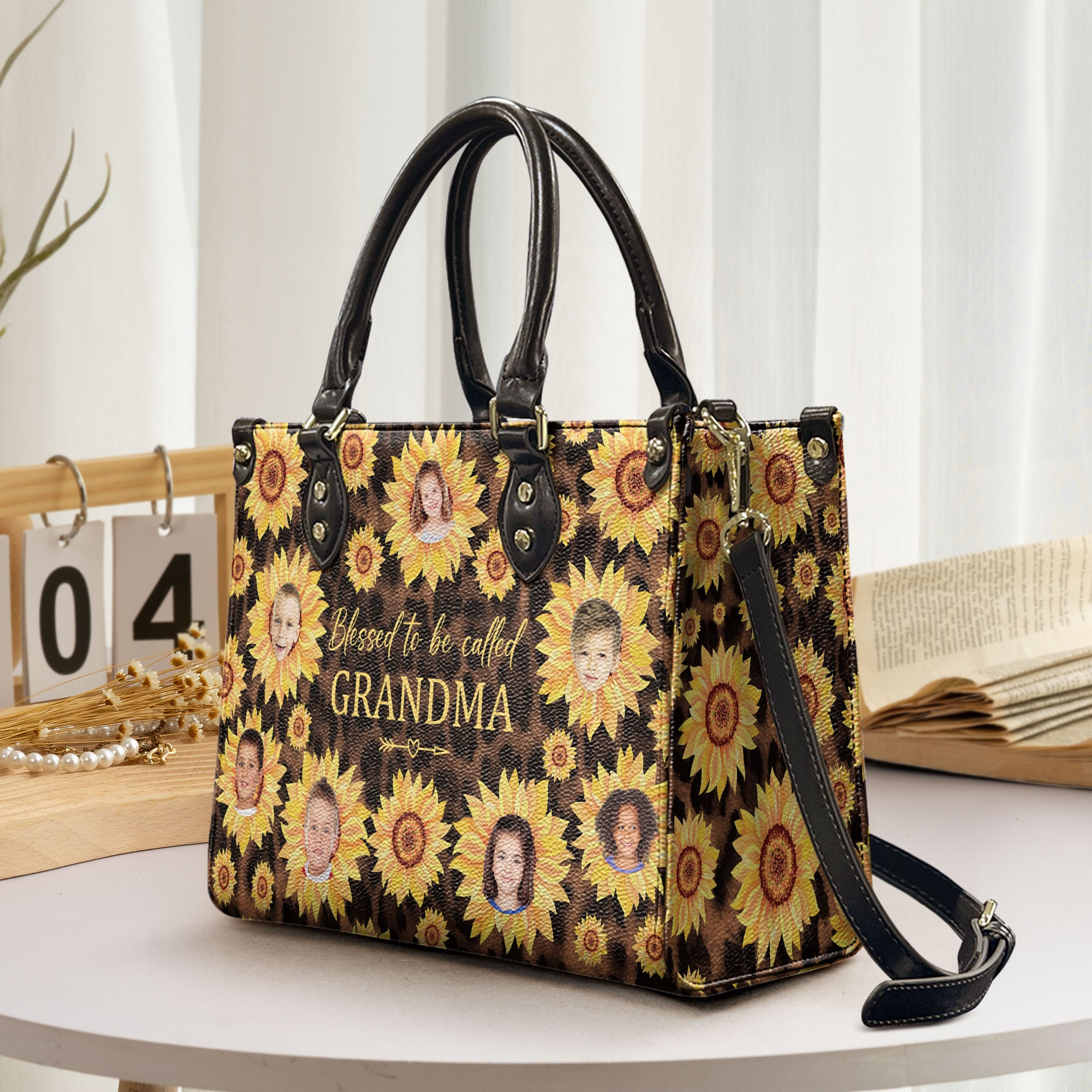 Blessed To Be Called Grandma - Personalized Photo Leather Bag