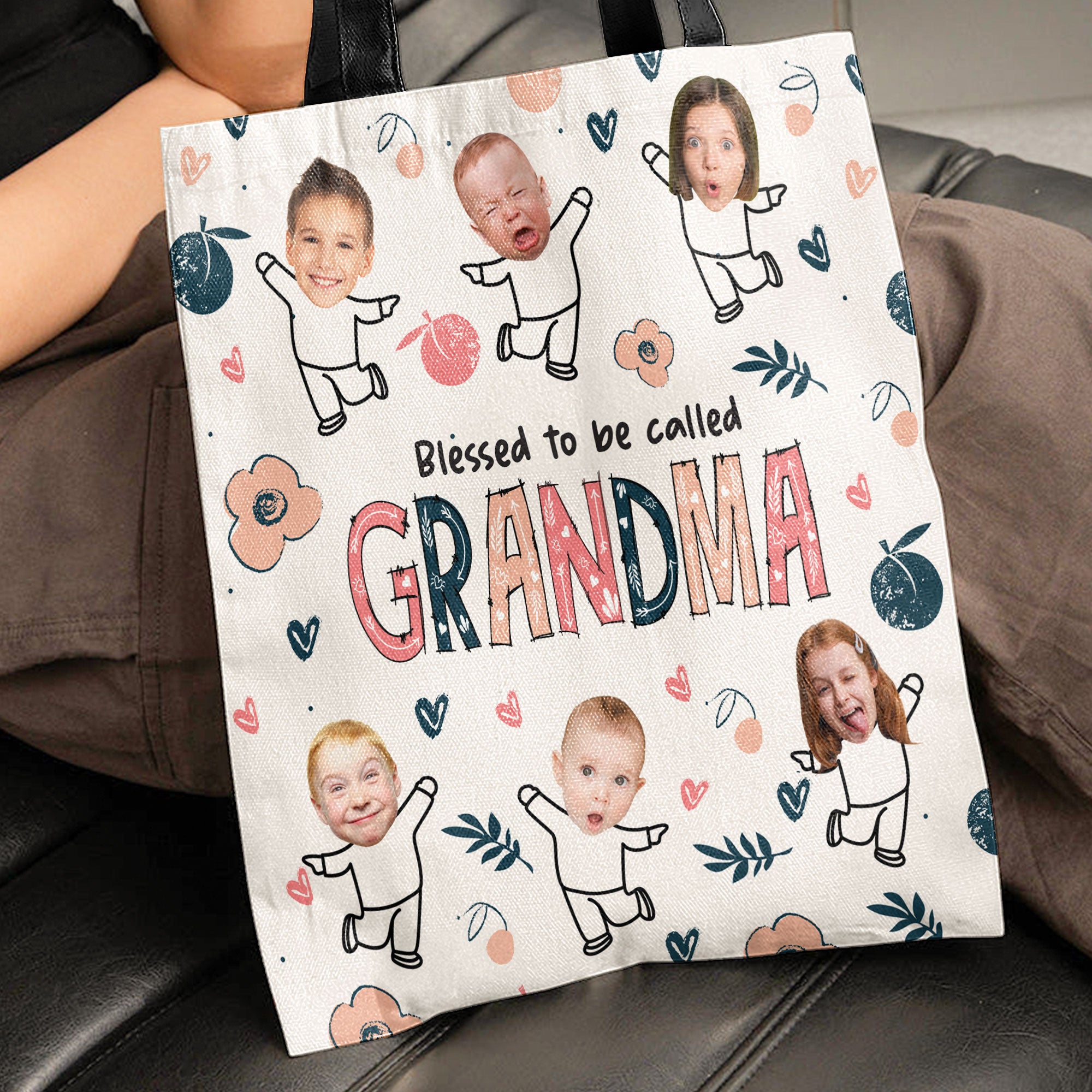 Blessed To Be Called Grandma - Personalized Photo Tote Bag