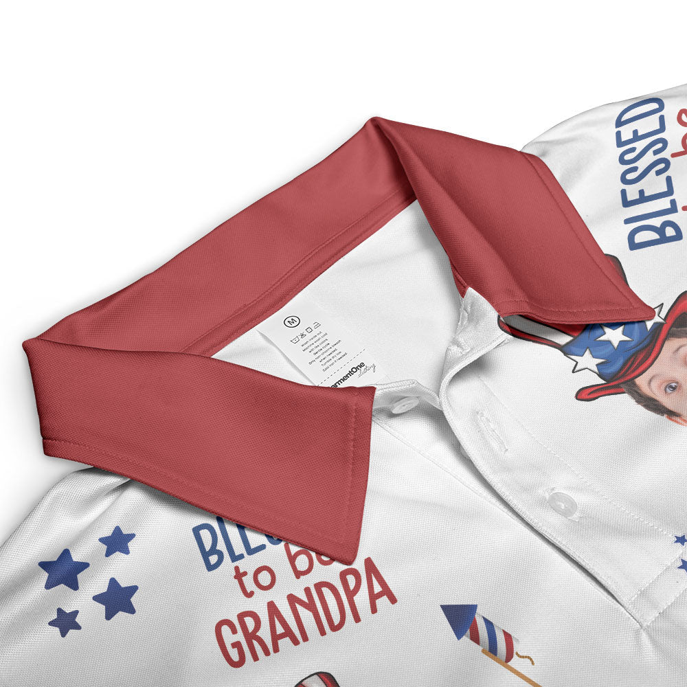 Blessed To Be Grandpa - Personalized Photo Polo Shirt