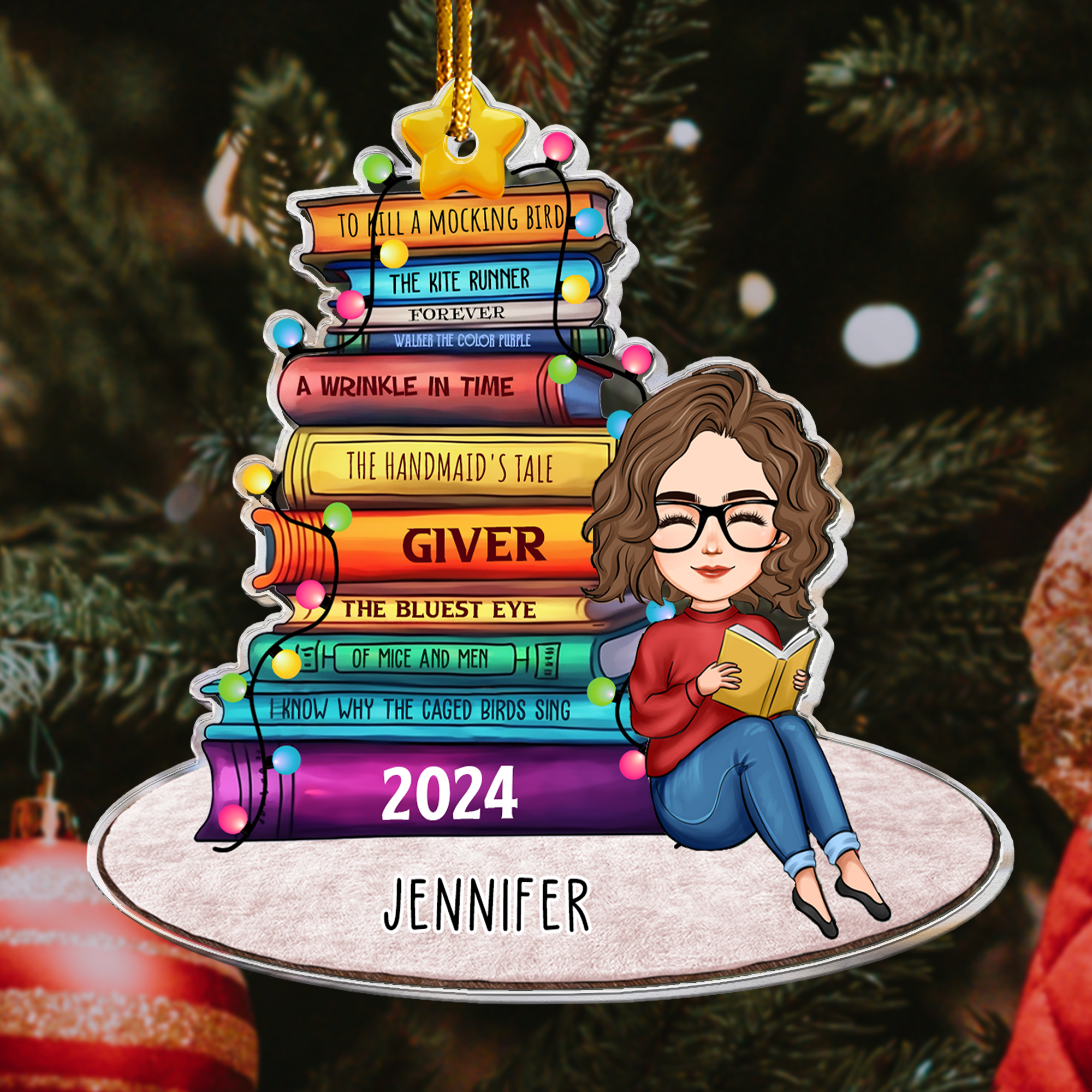 Book List Christmas Tree - Personalized Acrylic Ornament