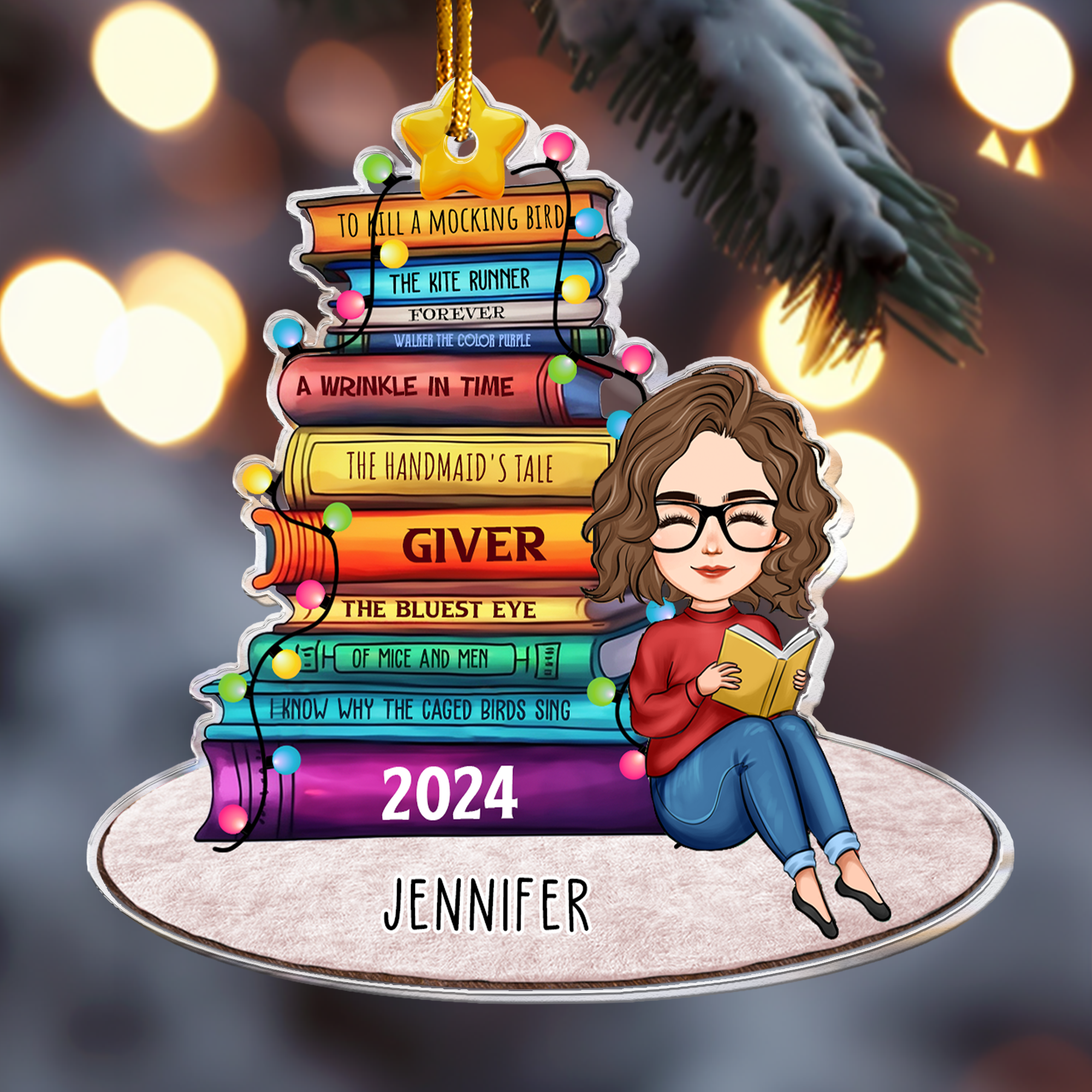 Book List Christmas Tree - Personalized Acrylic Ornament