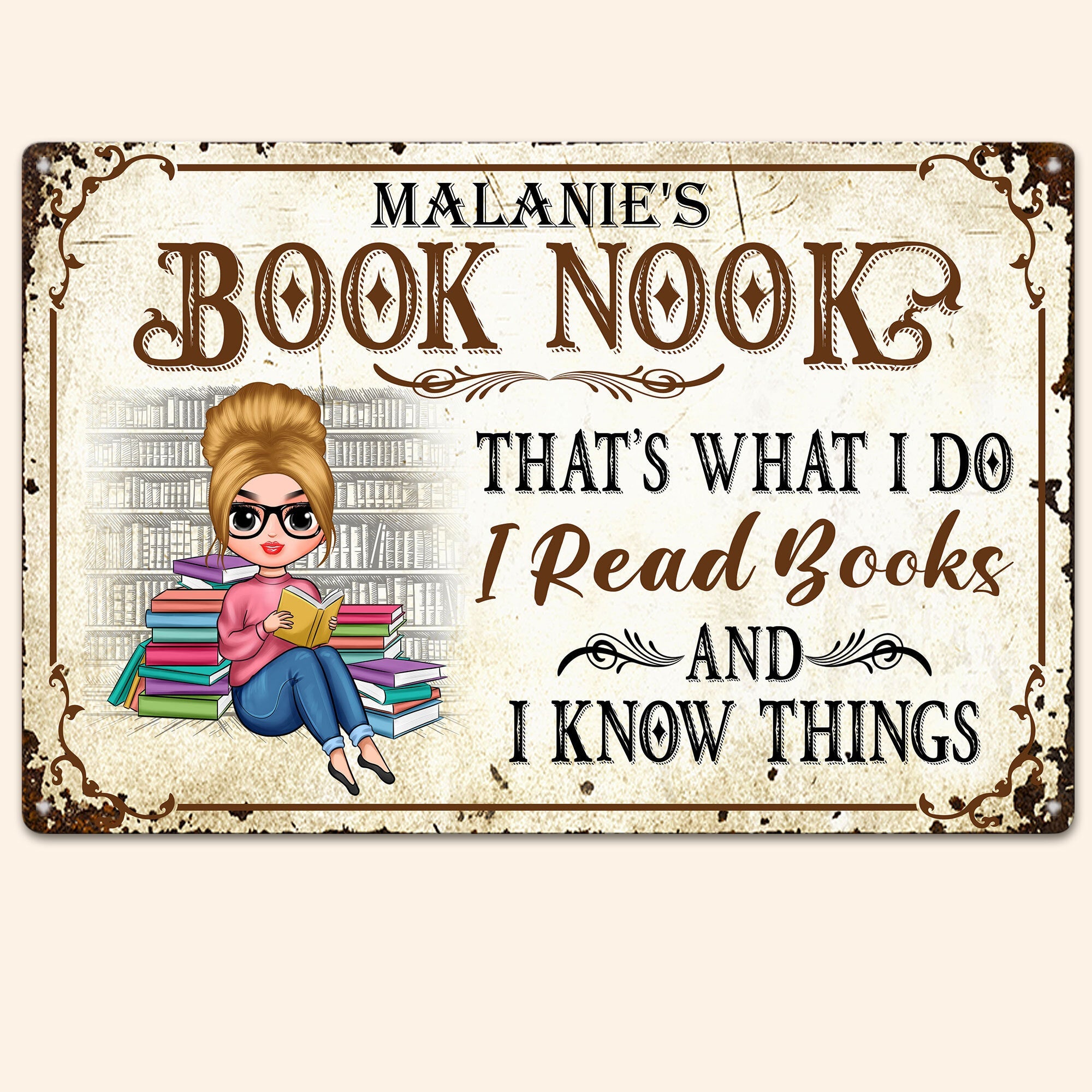 Book Nook, That'S What I Do, I Read Books - Personalized Metal Sign - Gift For Book Lover, Bookworms