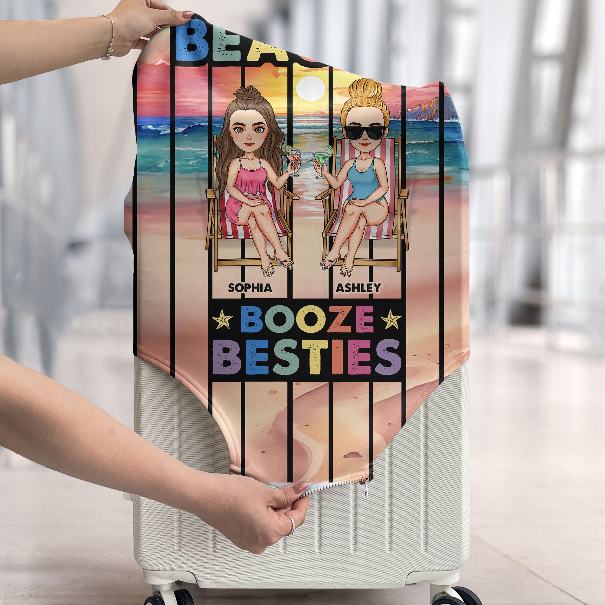 Booze And Besties - Personalized Luggage Cover