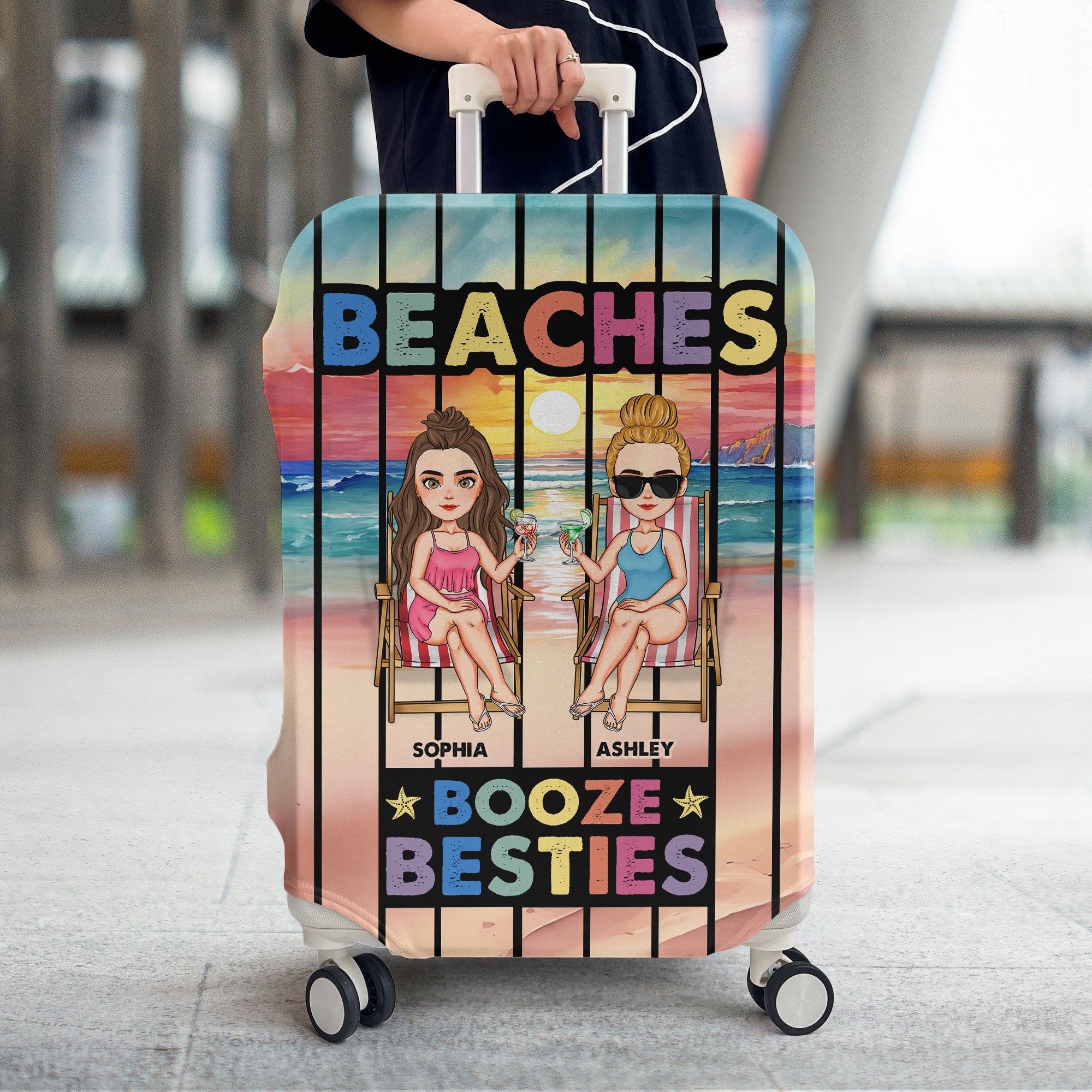 Booze And Besties - Personalized Luggage Cover