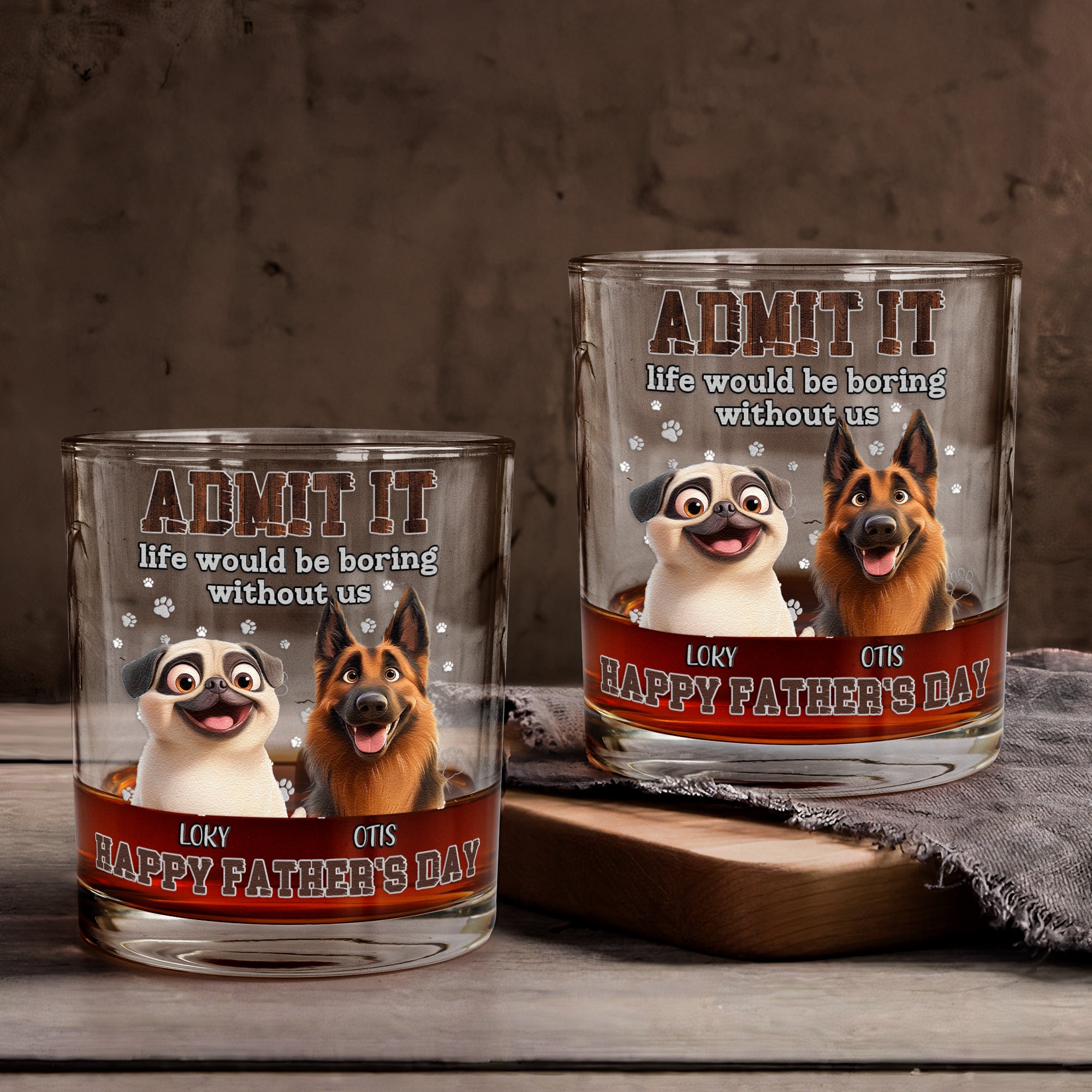 Boring Without Your Dog - Personalized Whiskey Glass