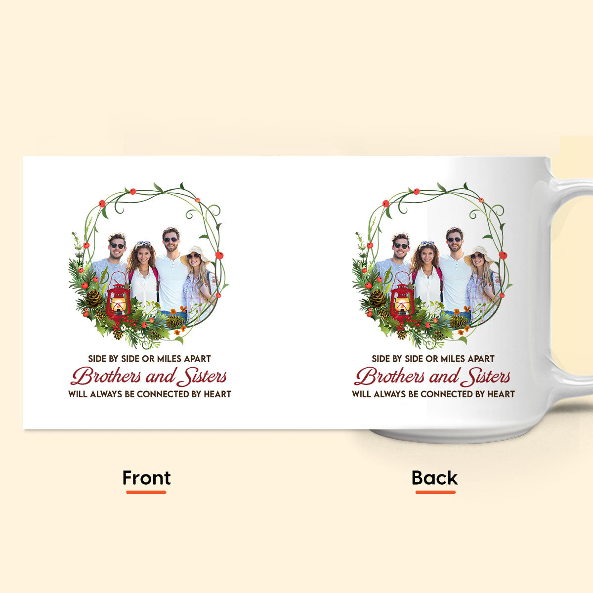 Brothers And Sisters Will Always Be Connected By Heart - Personalized Photo Mug