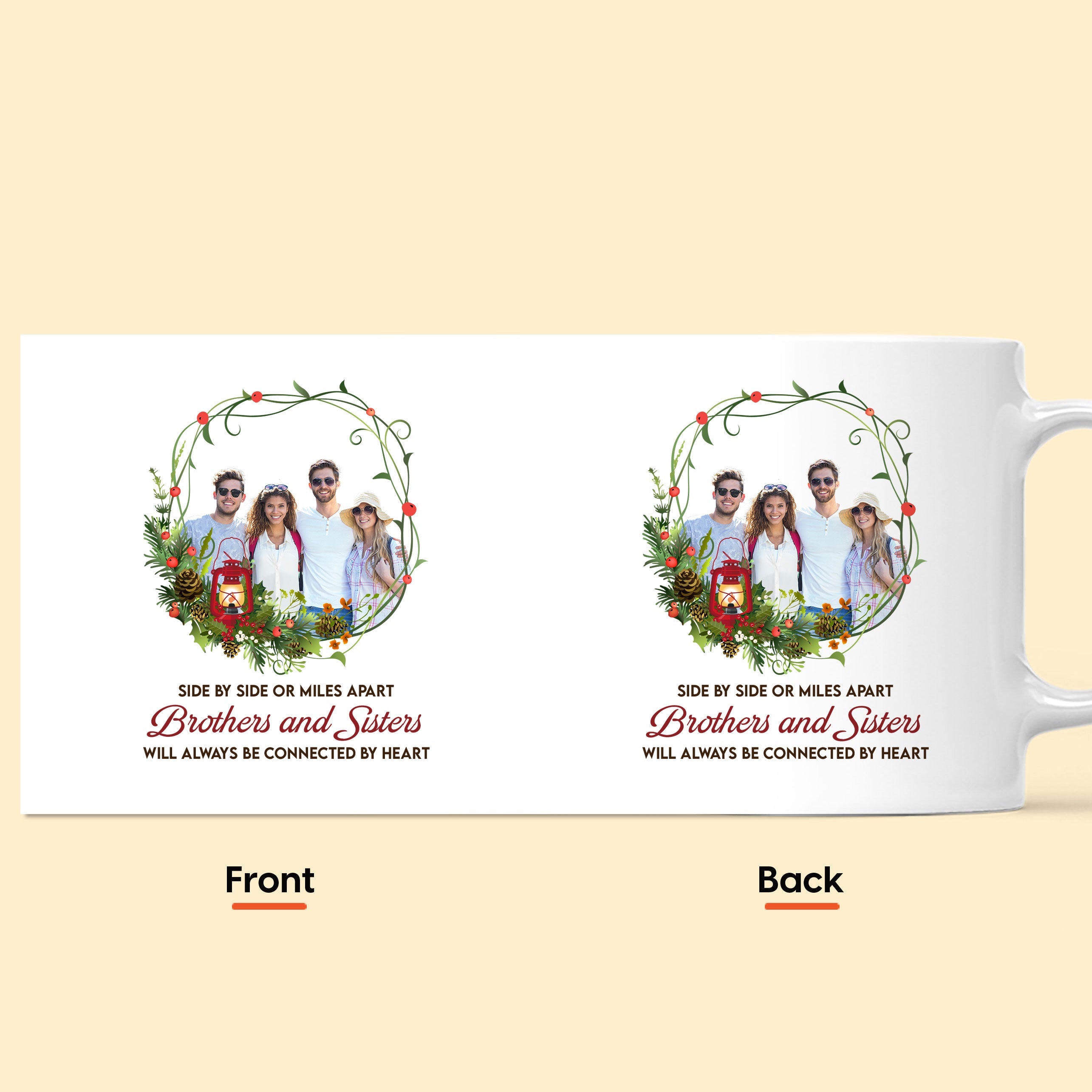 Brothers And Sisters Will Always Be Connected By Heart - Personalized Photo Mug