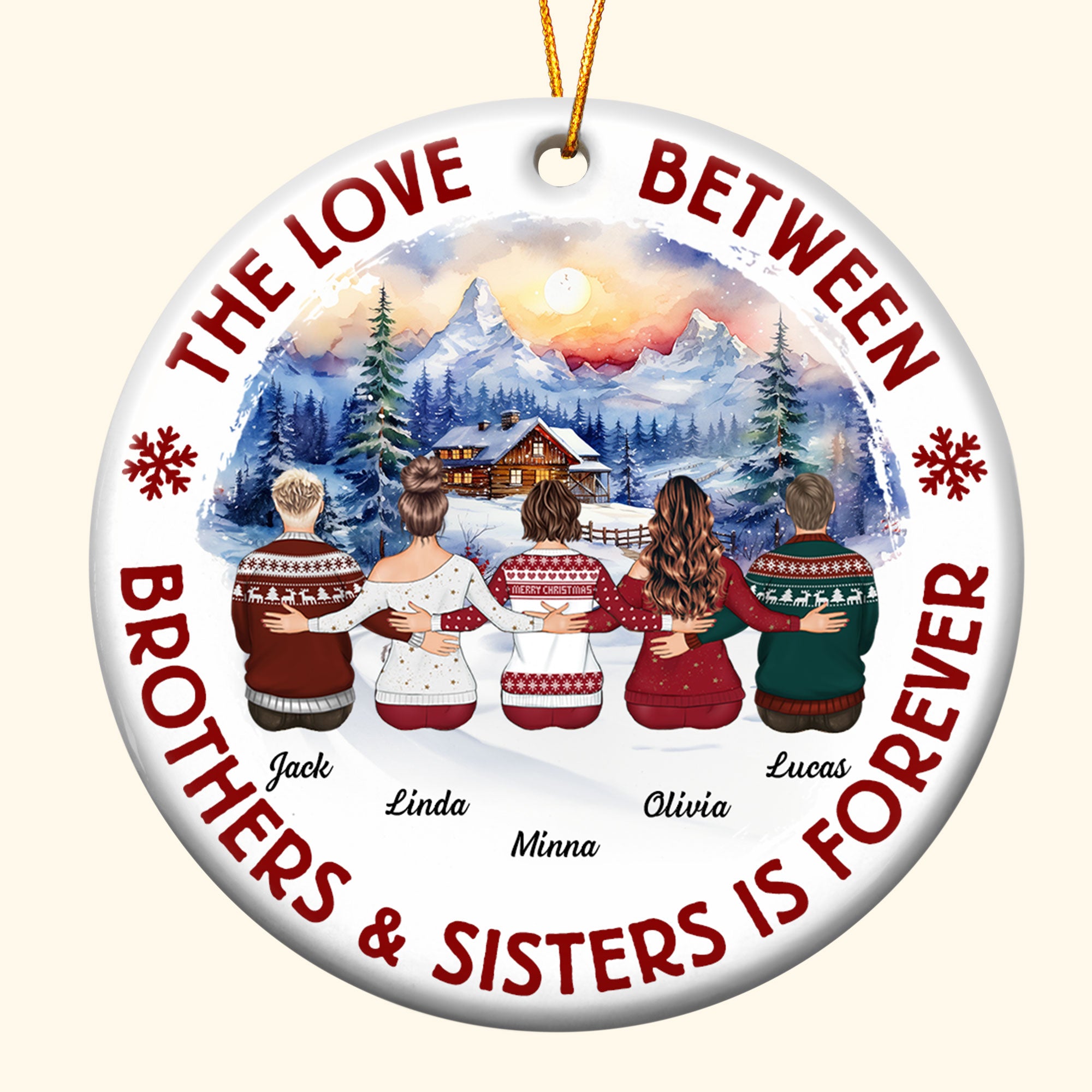 Brothers & Sisters Forever Gifts For Christmas Family - Personalized Ceramic Ornament