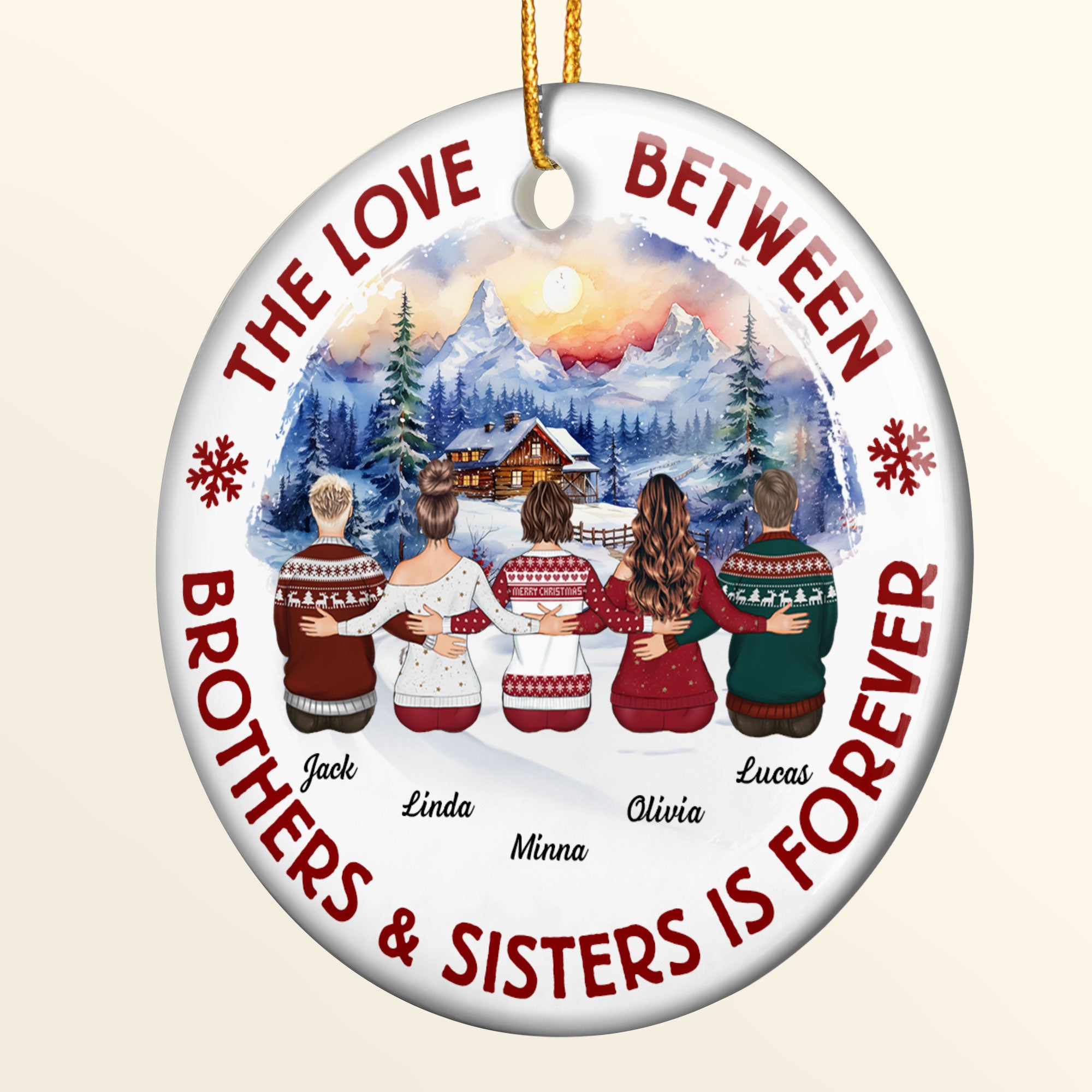 Brothers & Sisters Forever Gifts For Christmas Family - Personalized Ceramic Ornament