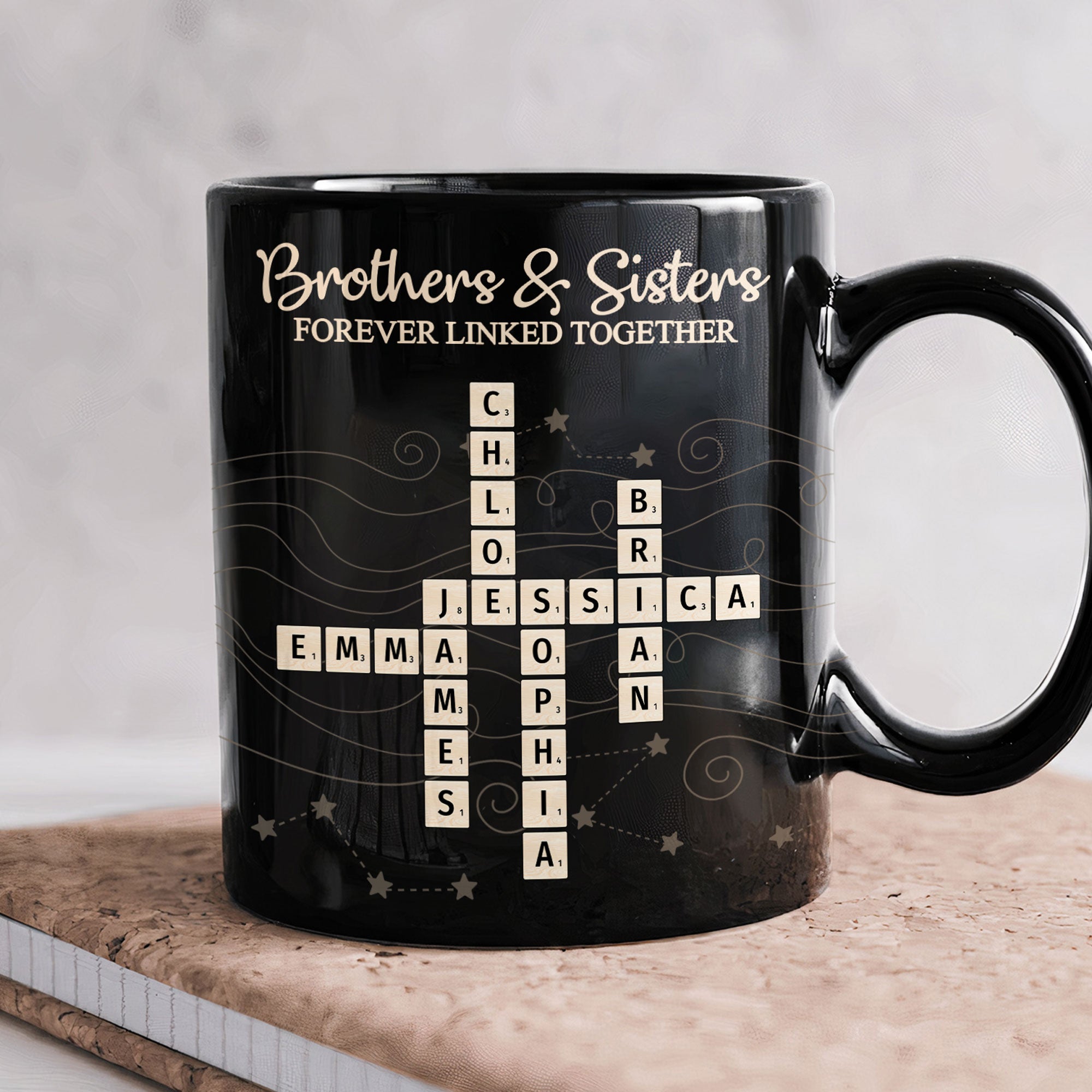 Brothers & Sisters Forever Linked Together New Version - Personalized Mug