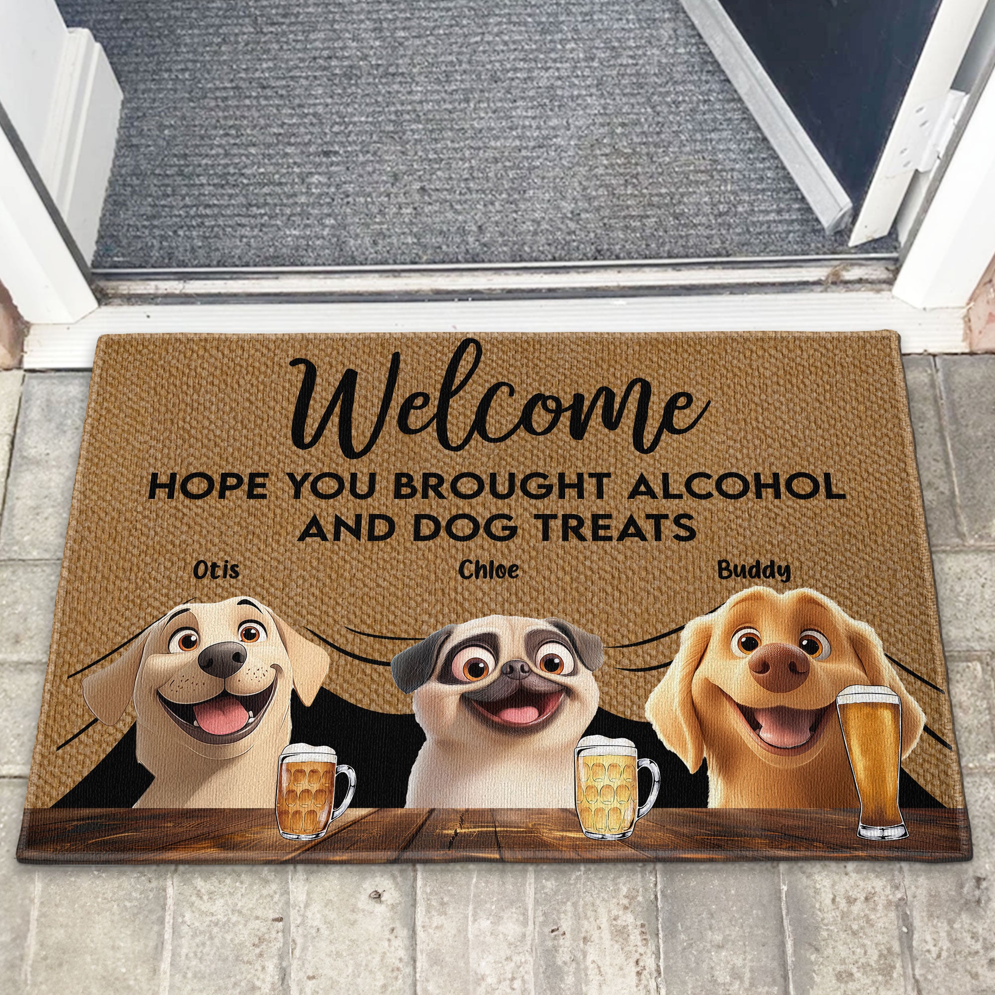 Brought Alcohol And Dog Treats - Personalized Doormat