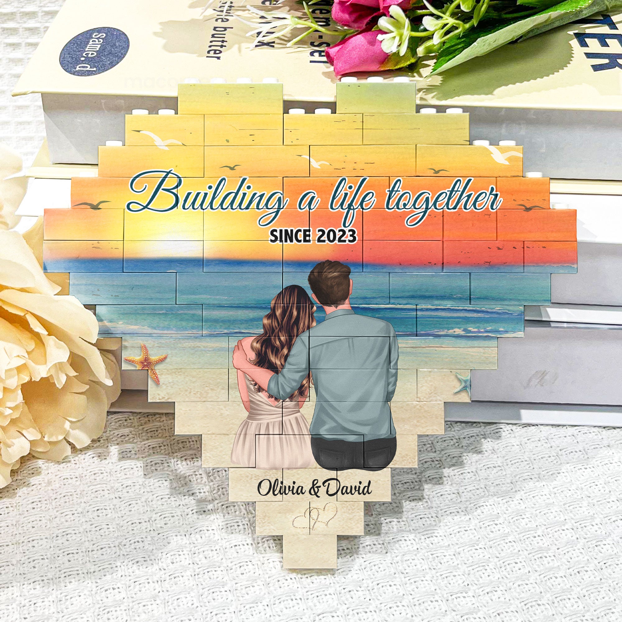 Building A Life Together - Personalized Heart Building Brick