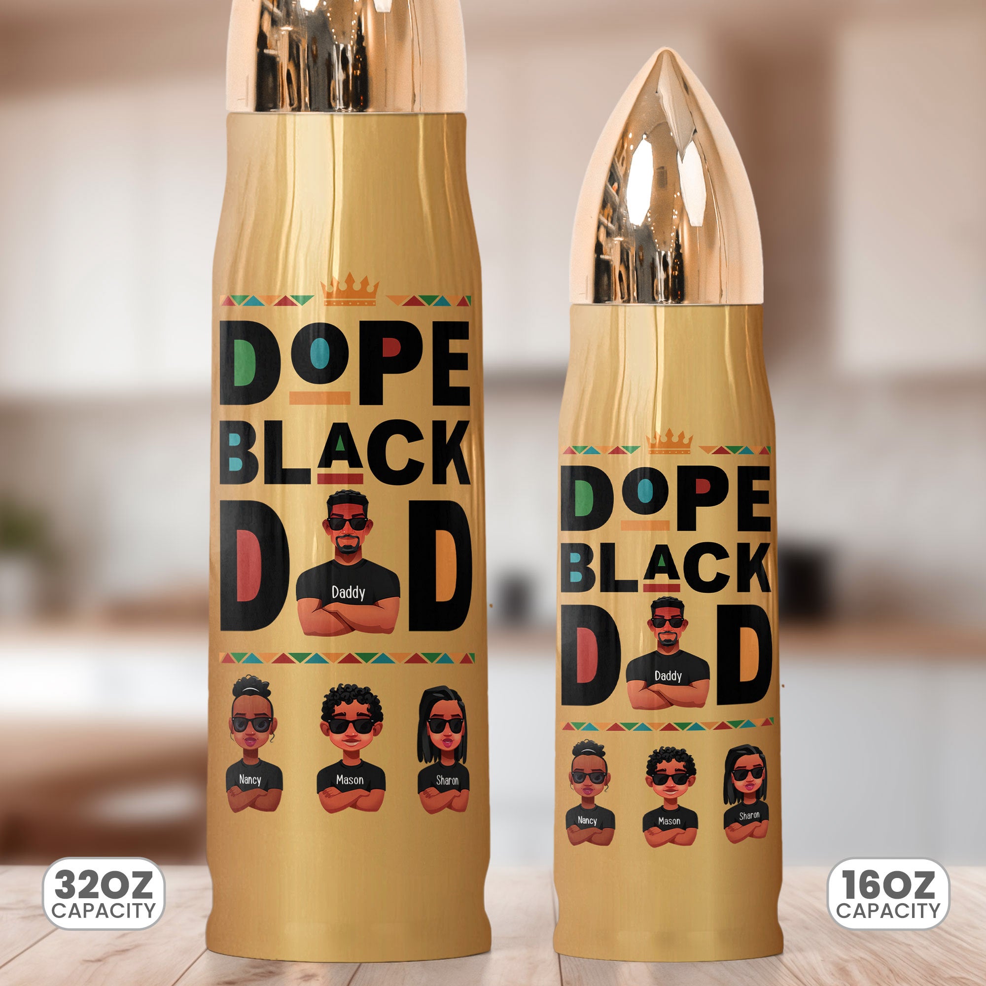 Bullet Tumbler Dope Black Dad - Personalized Bullet Tumbler