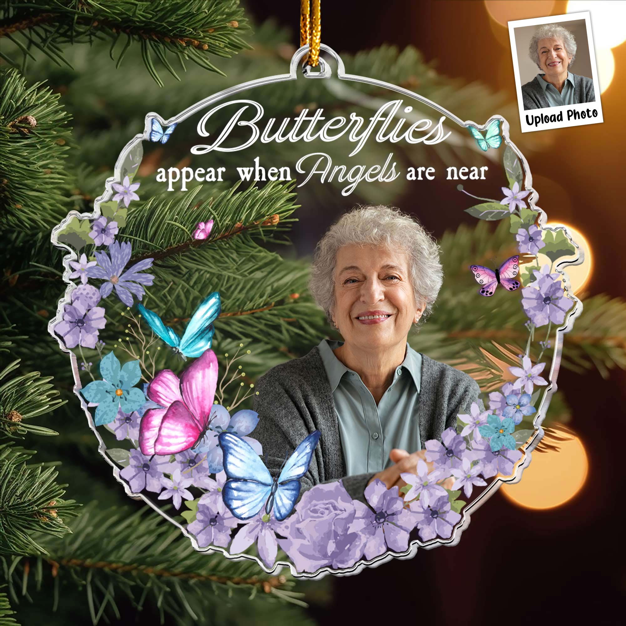 Butterflies Appear When Angels Are Near - Personalized Acrylic Photo Ornament