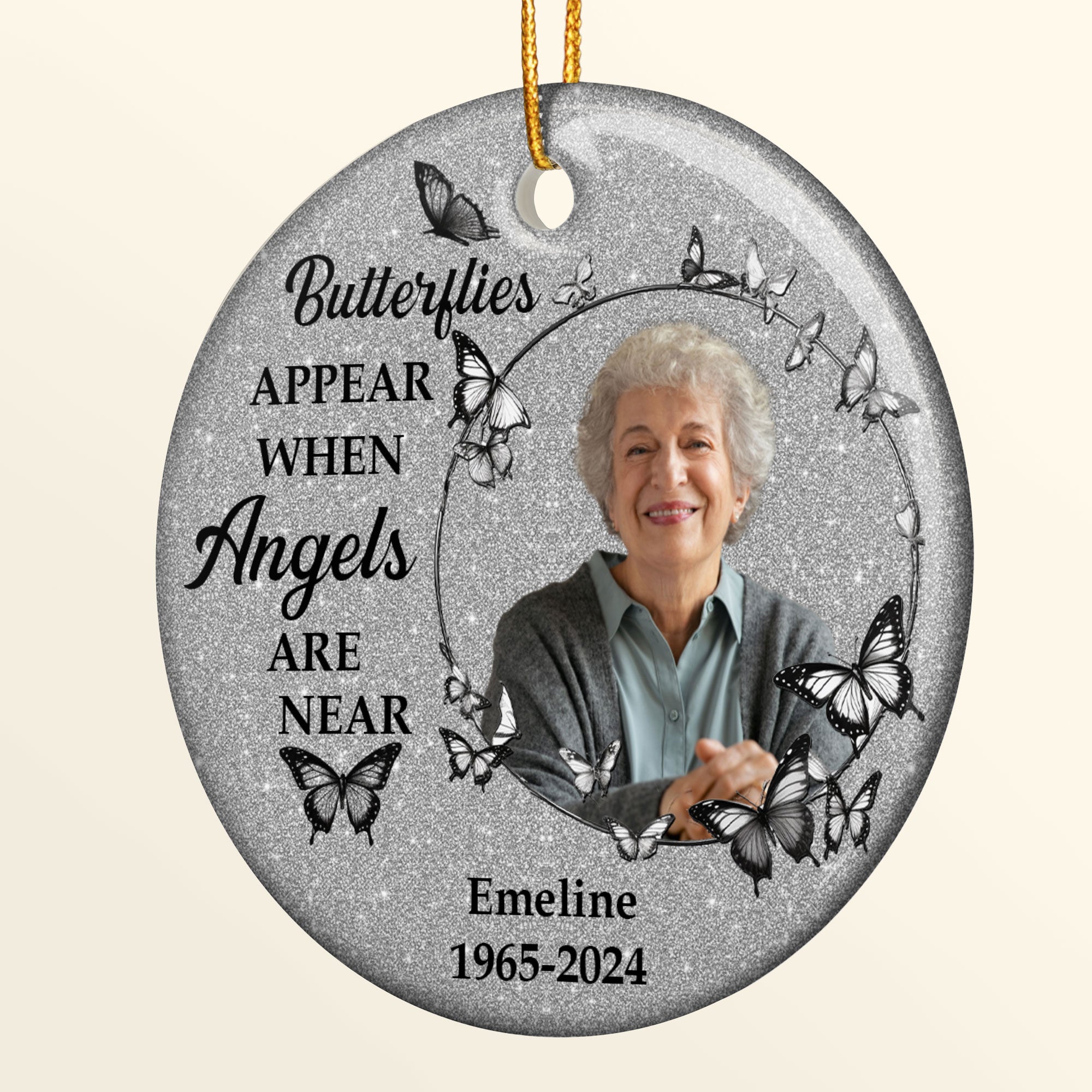 Butterflies Appear When Angels Are Near - Personalized Ceramic Photo Ornament