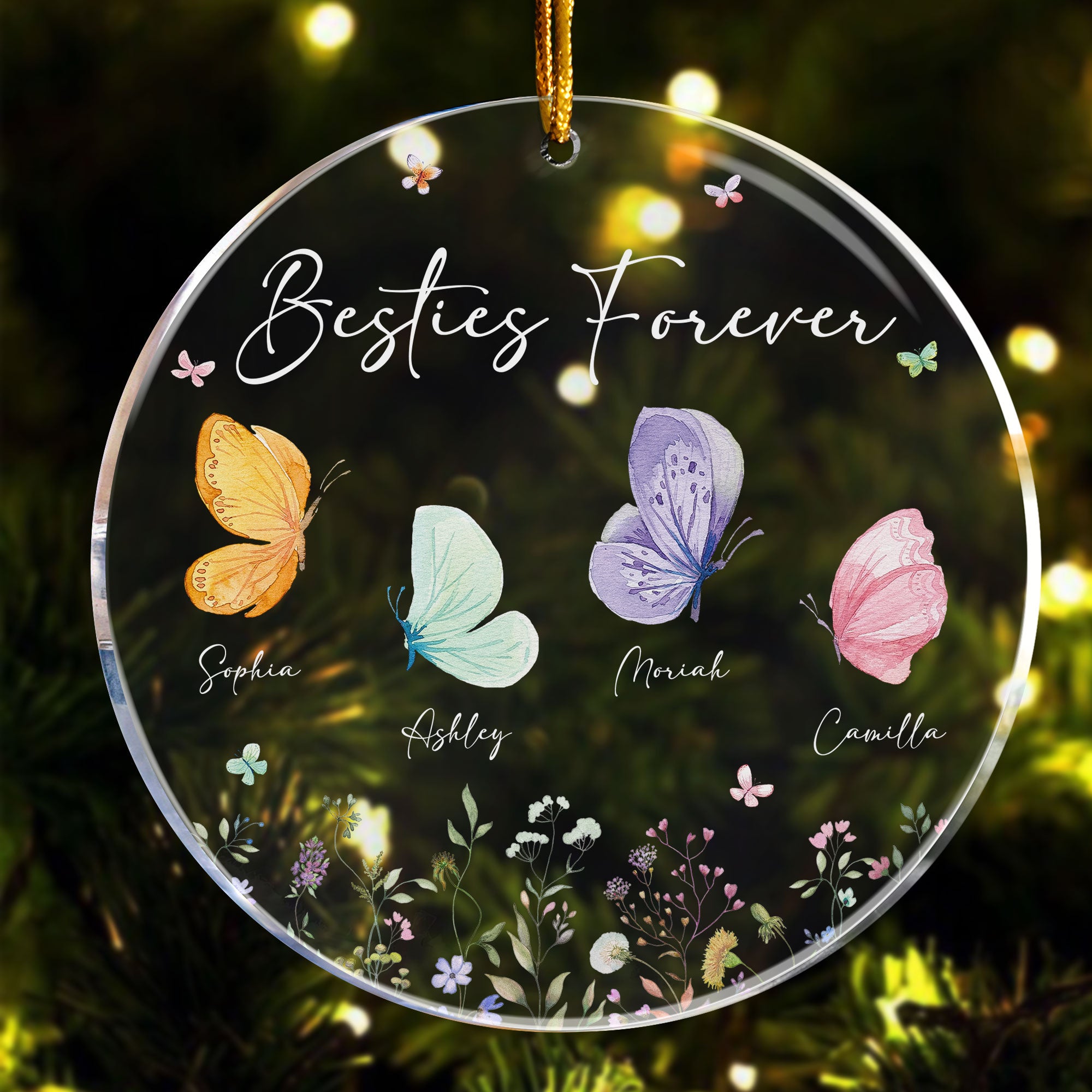 Butterfly - Besties Forever - Personalized Acrylic Ornament