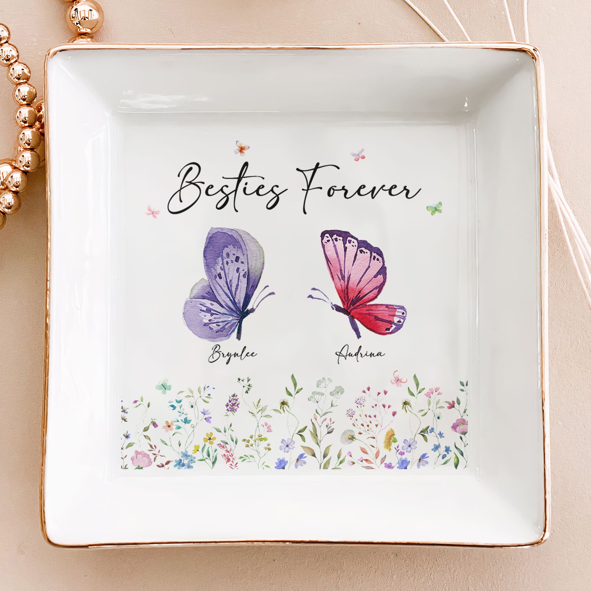 Butterfly Besties Forever- Personalized Jewelry Dish