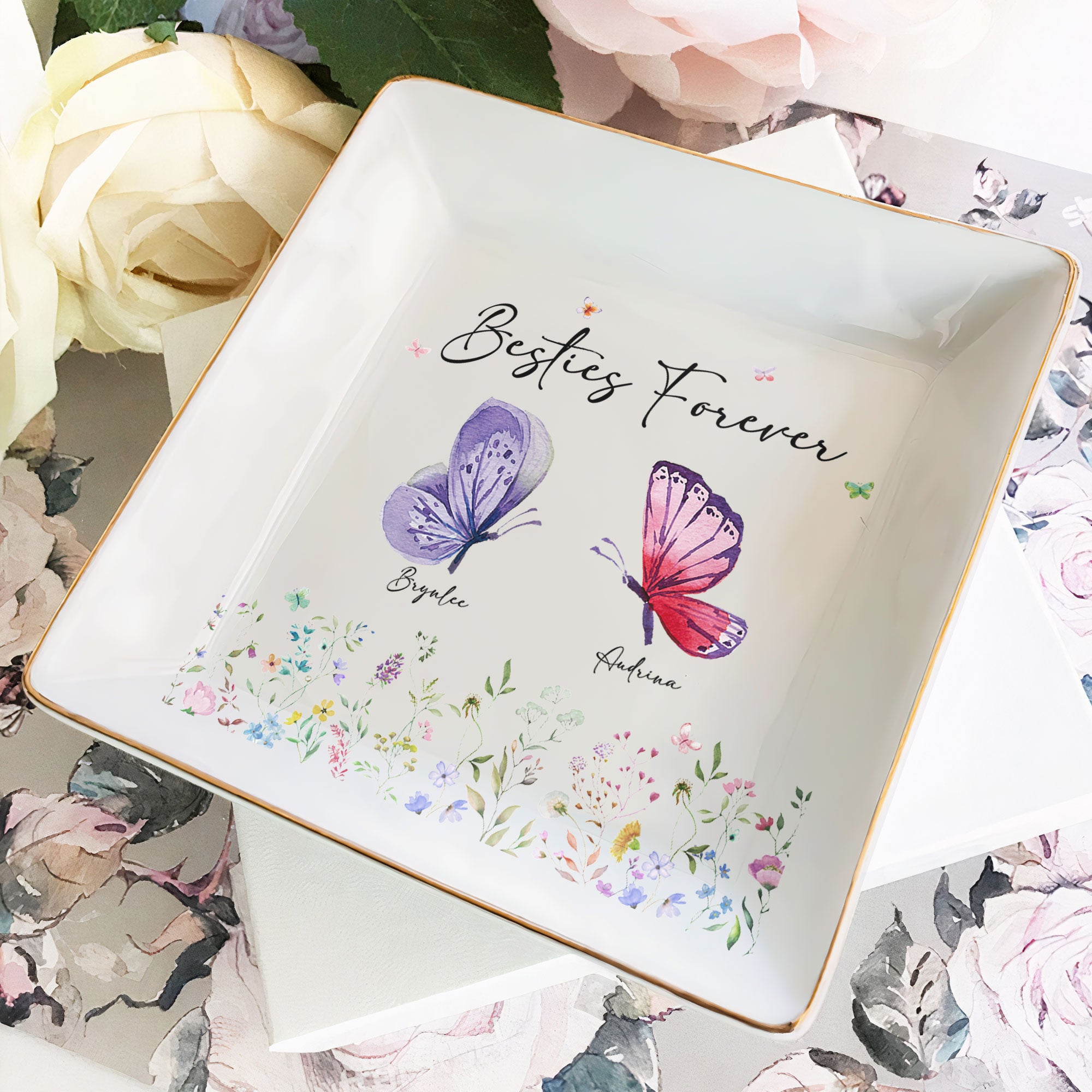 Butterfly Besties Forever- Personalized Jewelry Dish