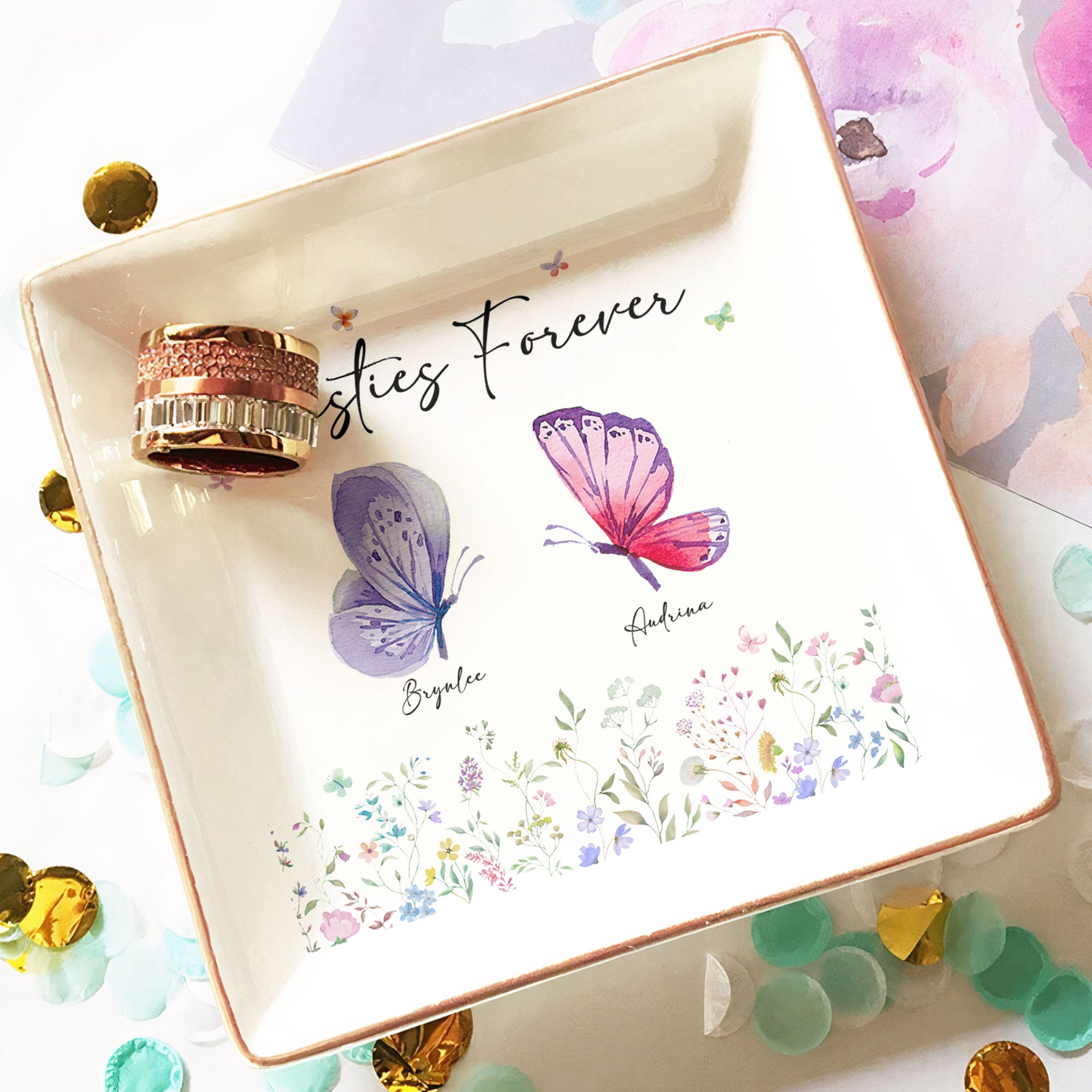 Butterfly Besties Forever- Personalized Jewelry Dish