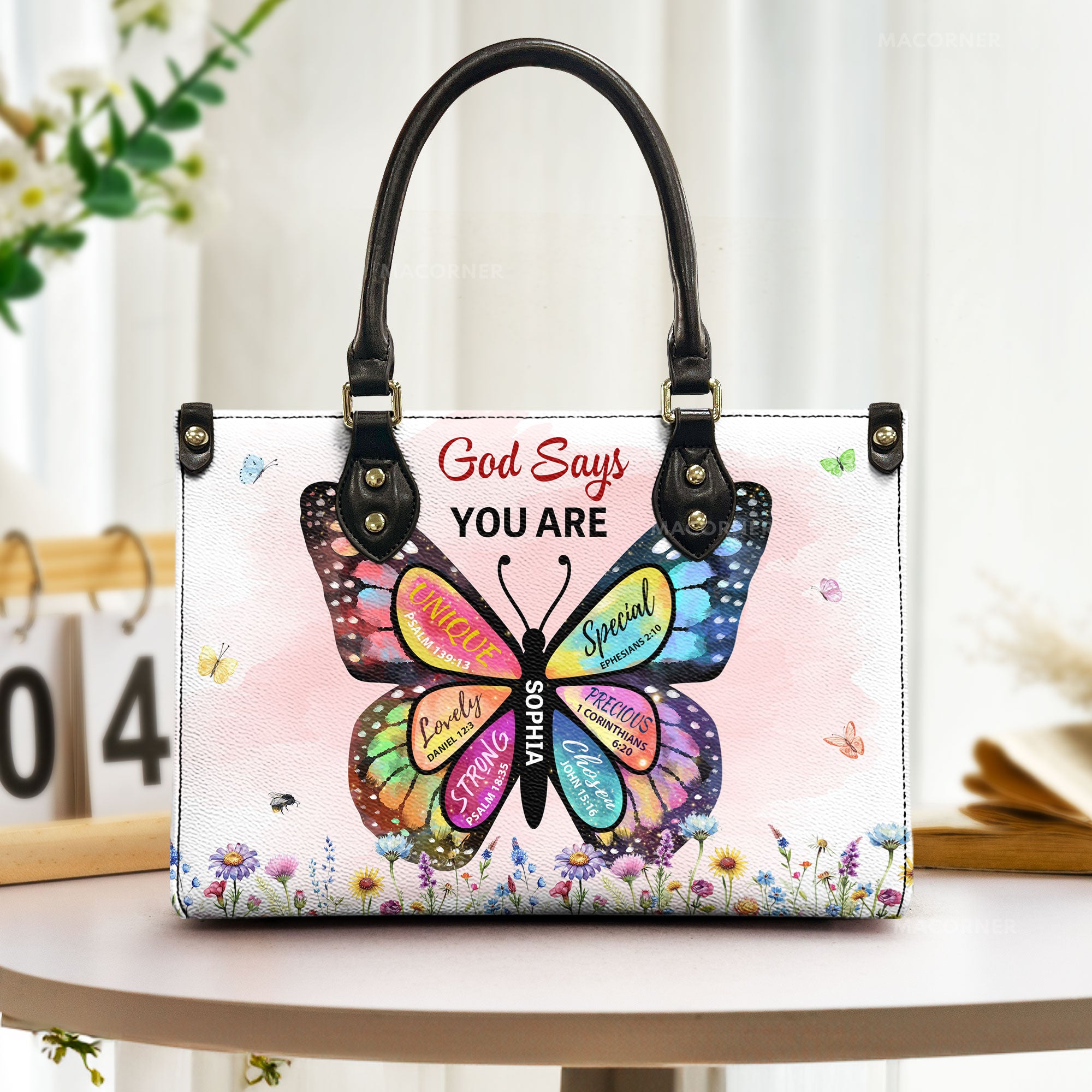 Butterfly Inspirational - Personalized Leather Bag