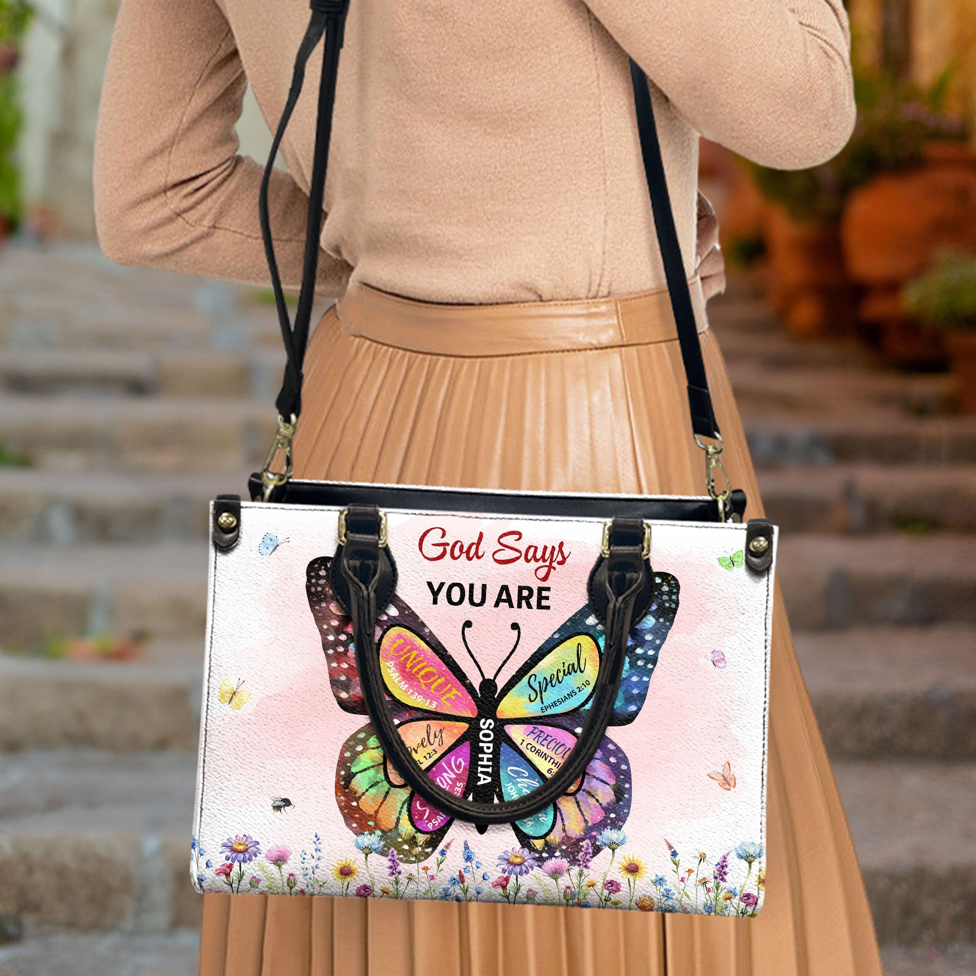 Butterfly Inspirational - Personalized Leather Bag