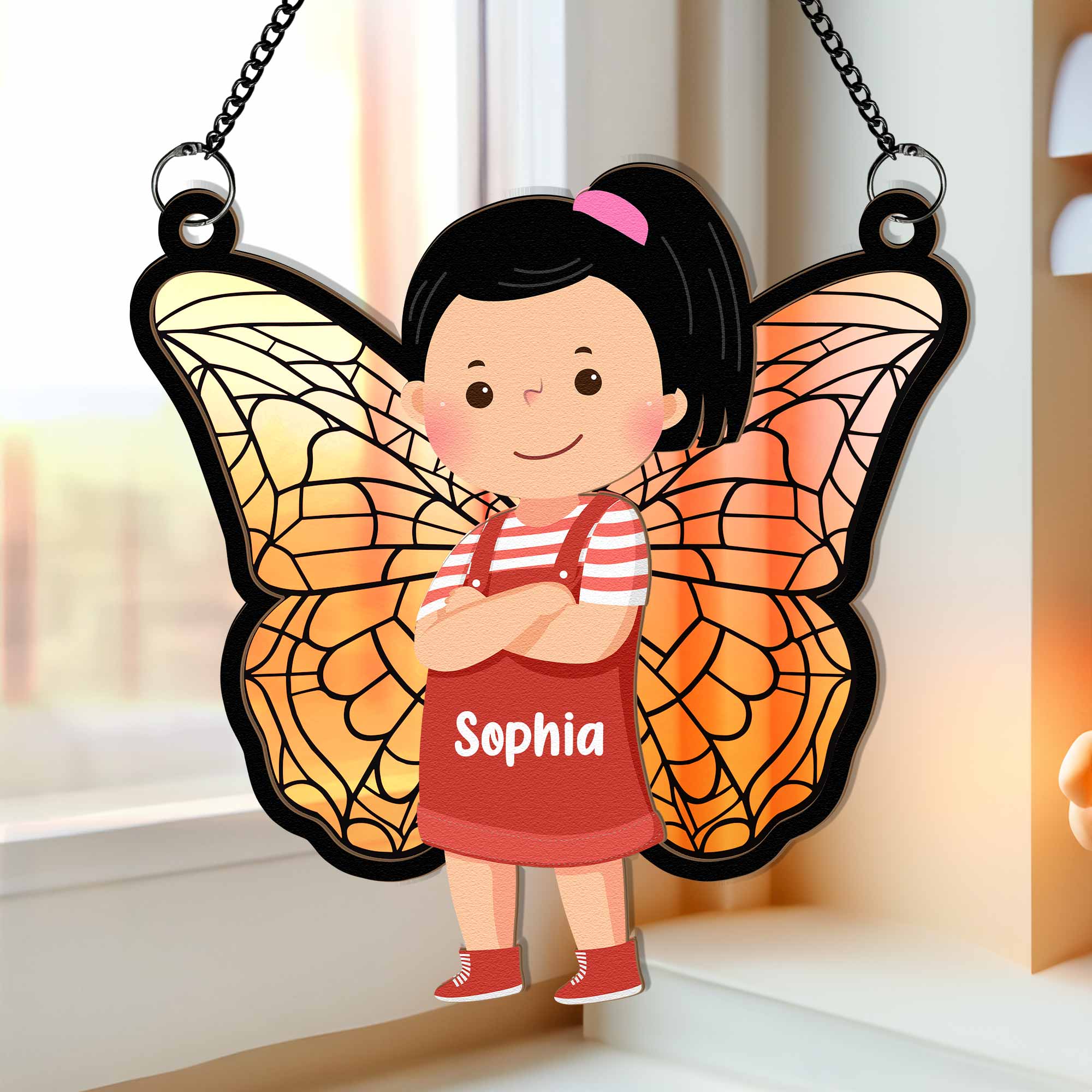 Butterfly Kids - Personalized Window Hanging Suncatcher Ornament