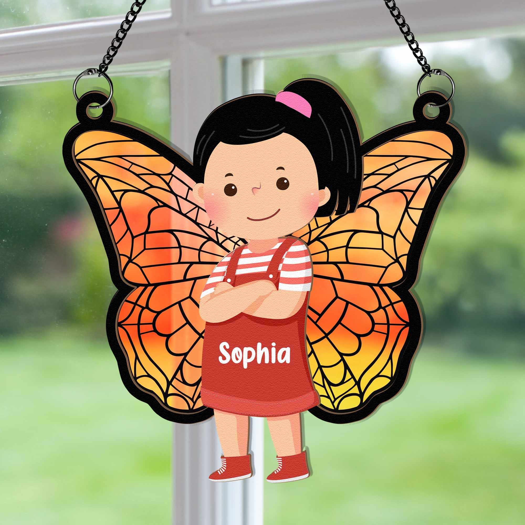 Butterfly Kids - Personalized Window Hanging Suncatcher Ornament