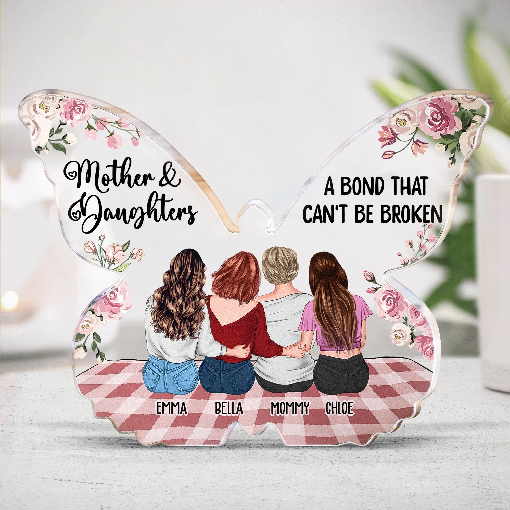 Butterfly Plaque Mother & Daughters Unbreakable Bond - Personalized Acrylic Plaque