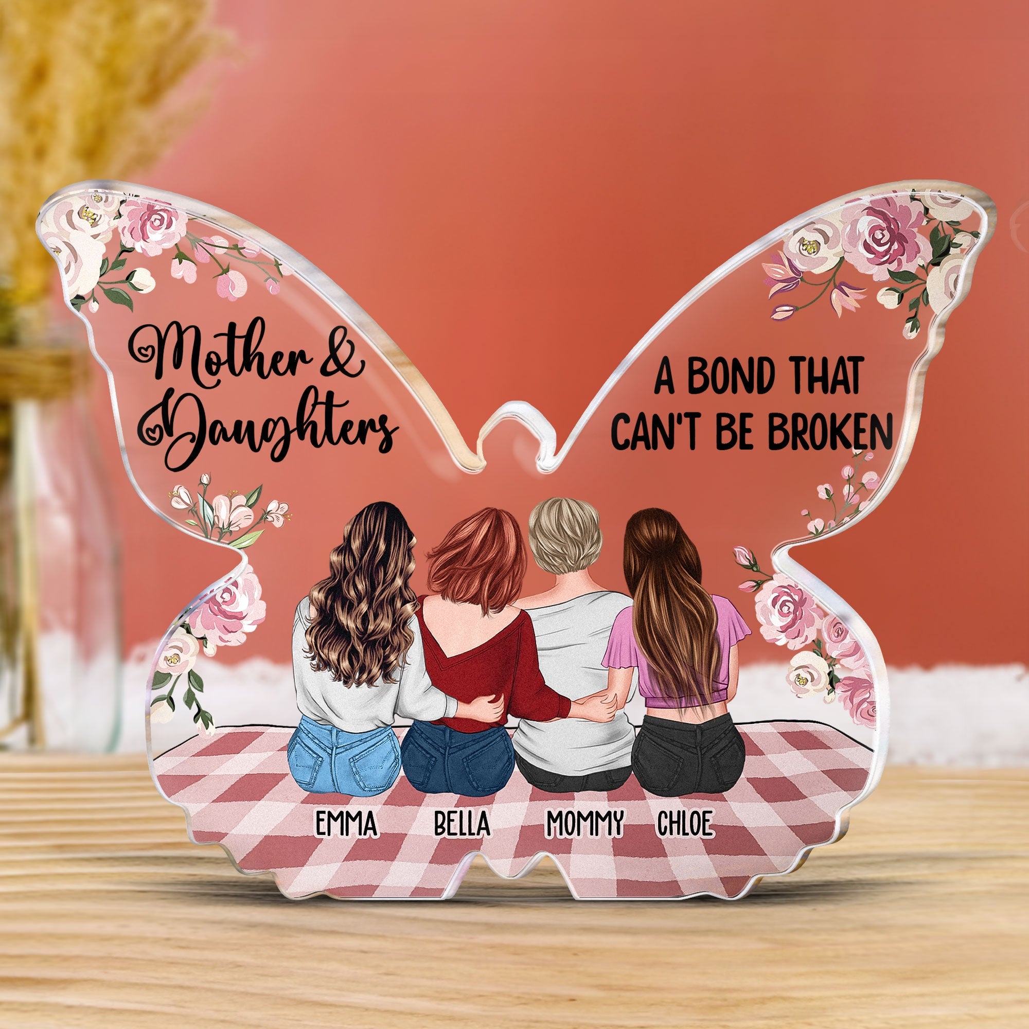 Butterfly Plaque Mother & Daughters Unbreakable Bond - Personalized Acrylic Plaque