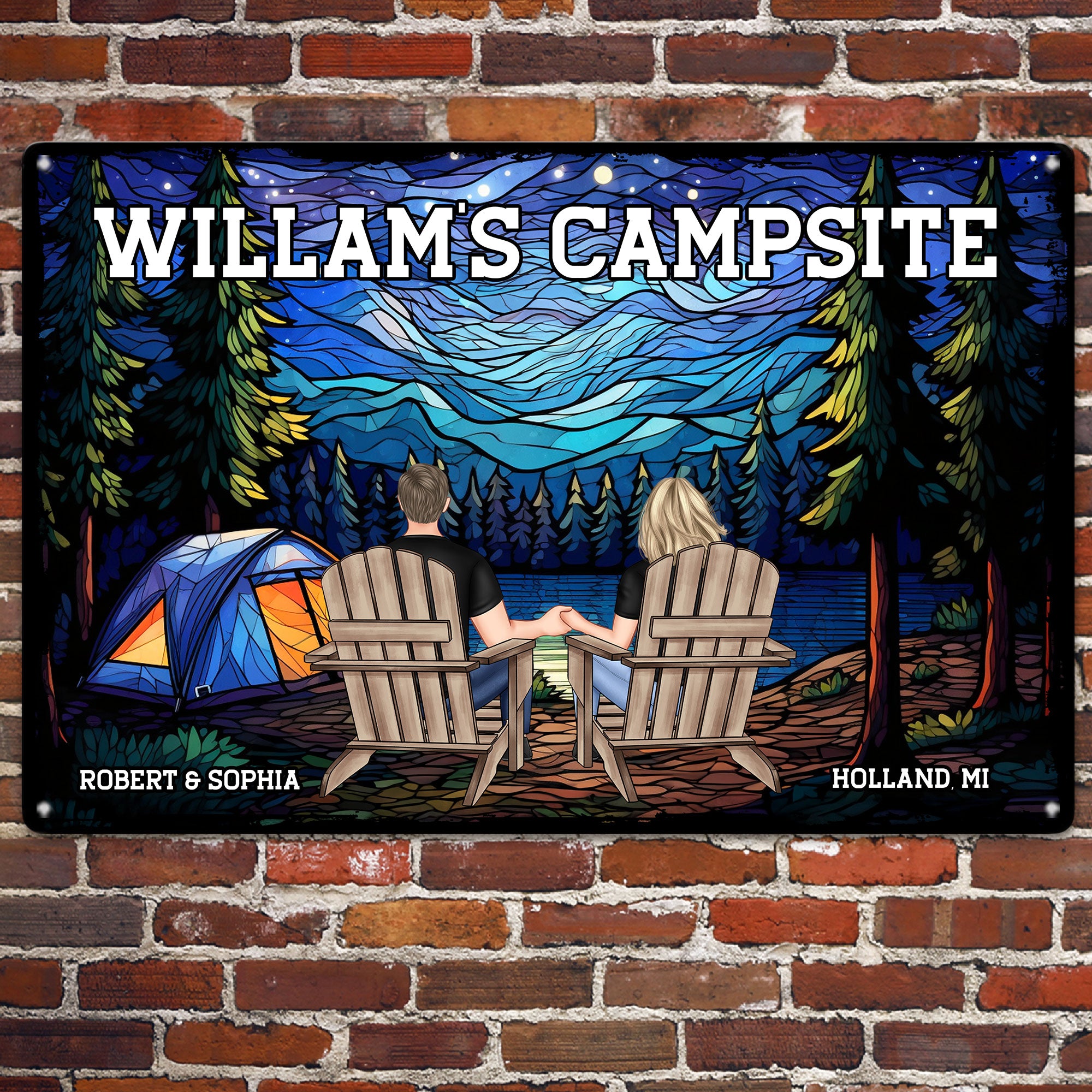 Camping Family Campsite Gift For Couple - Personalized Metal Sign