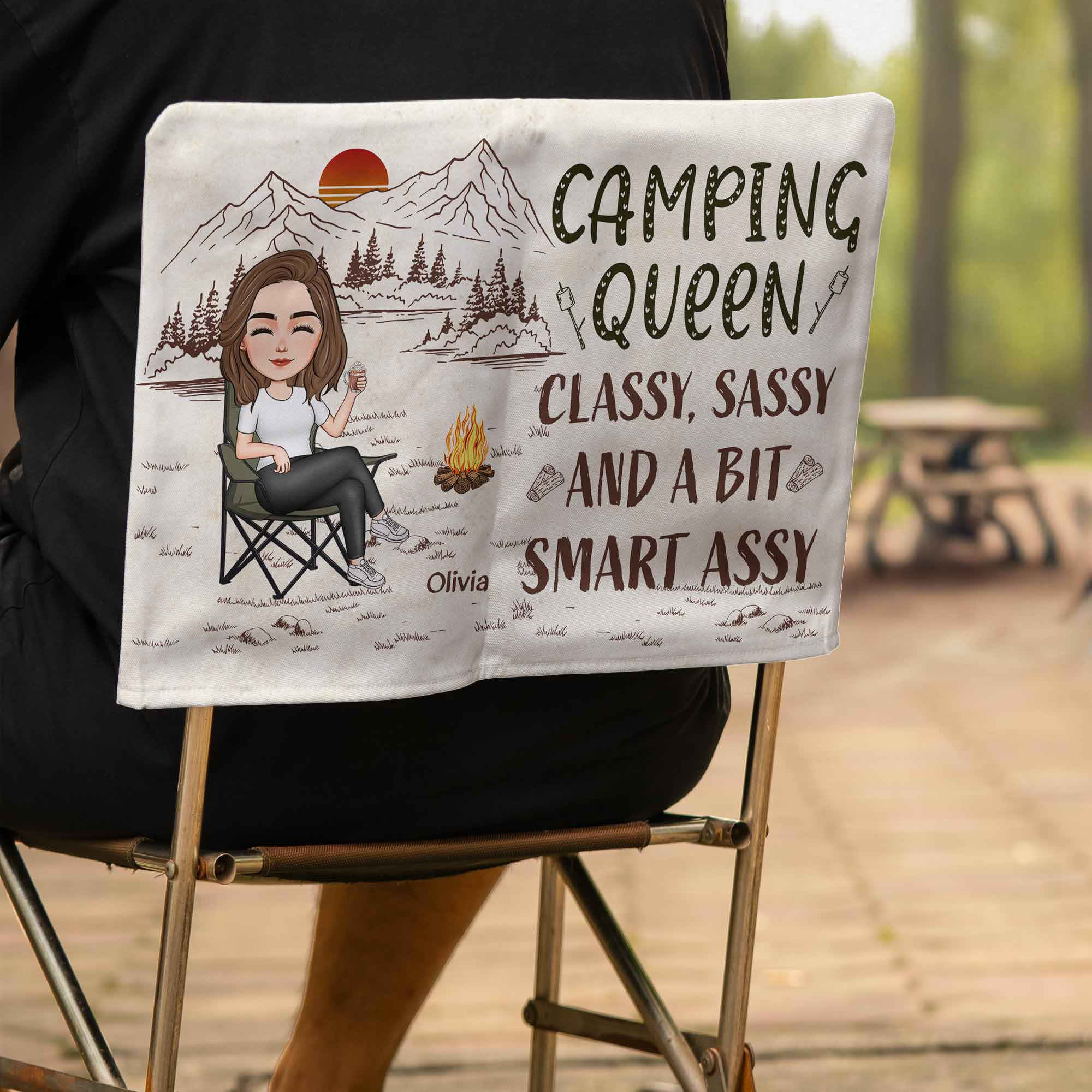 Camping Queen - Personalized Camping Chair Cover