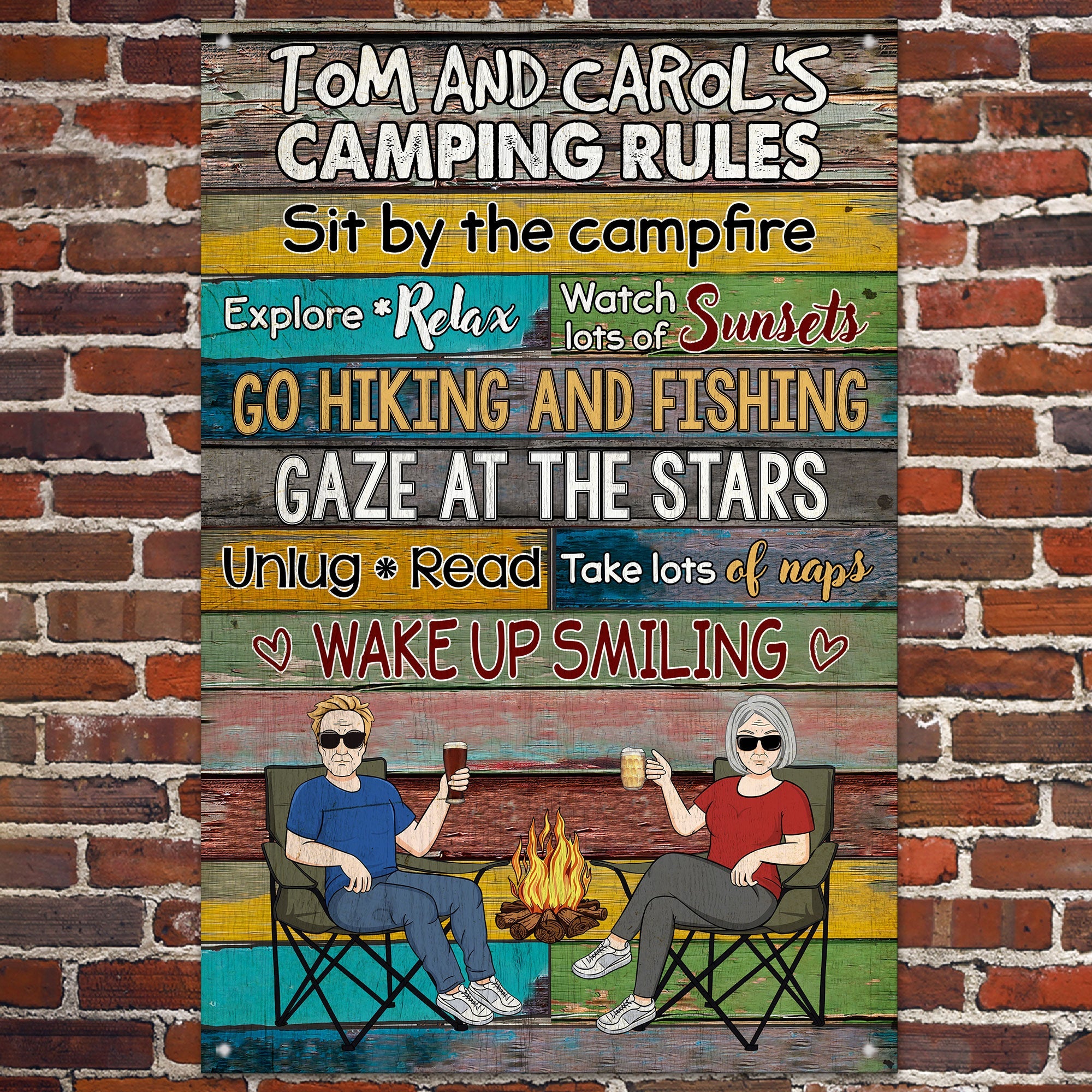 Camping Rules - Personalized Metal Sign - Birthday, Funny  Gift For Family, Camping Lovers