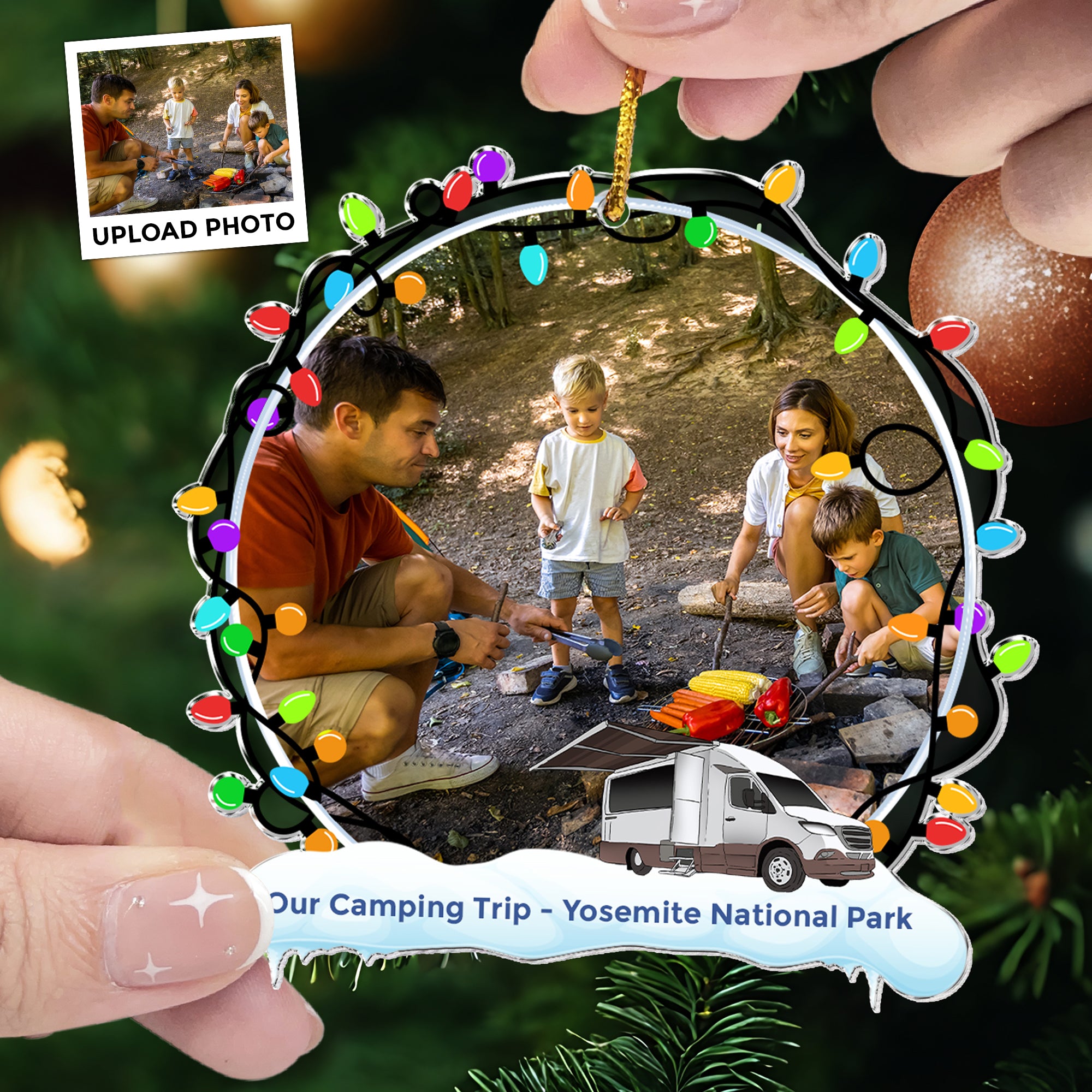 Campsite - Personalized Acrylic Photo Ornament