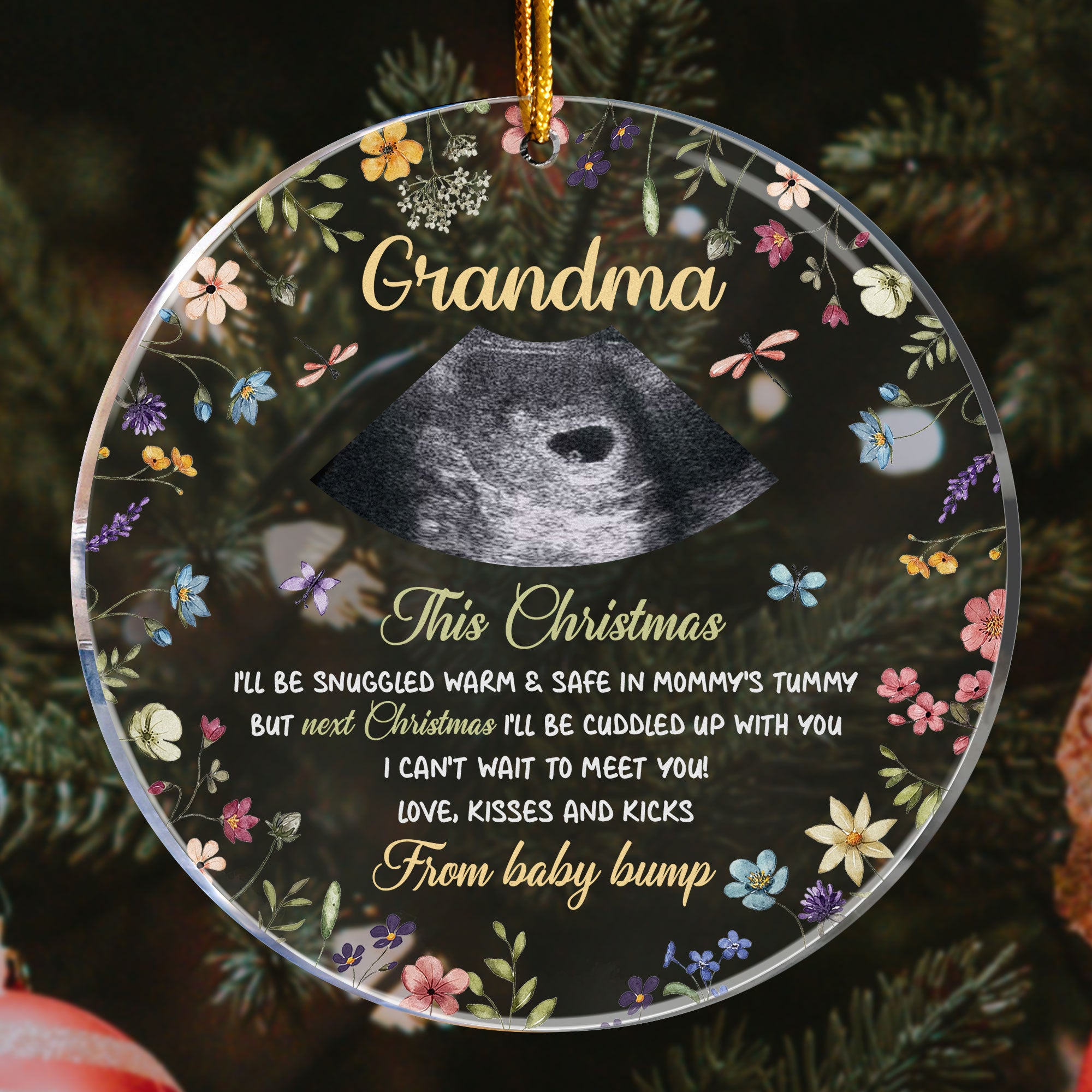 Can't Wait To Meet You Baby Bump - Personalized Acrylic Photo Ornament