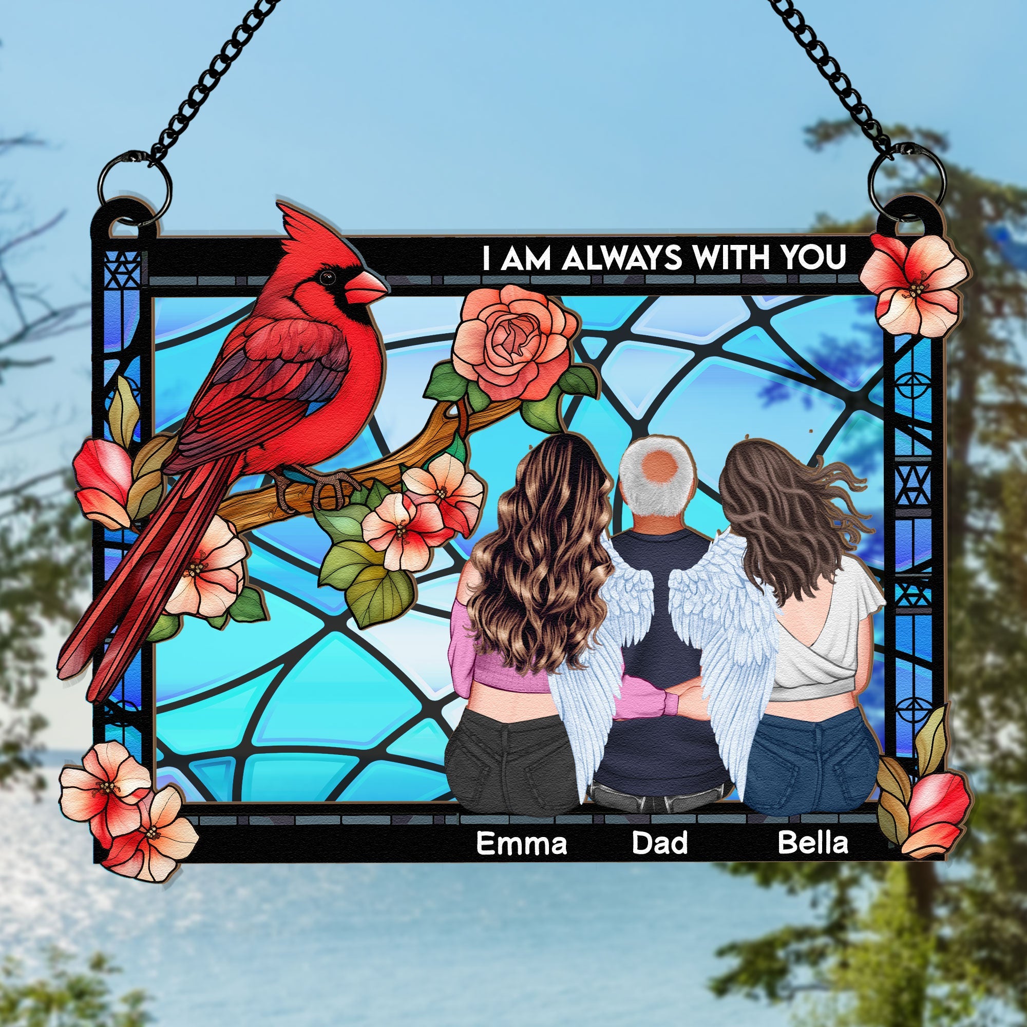 Cardinal Always With You - Personalized Window Hanging Suncatcher Ornament