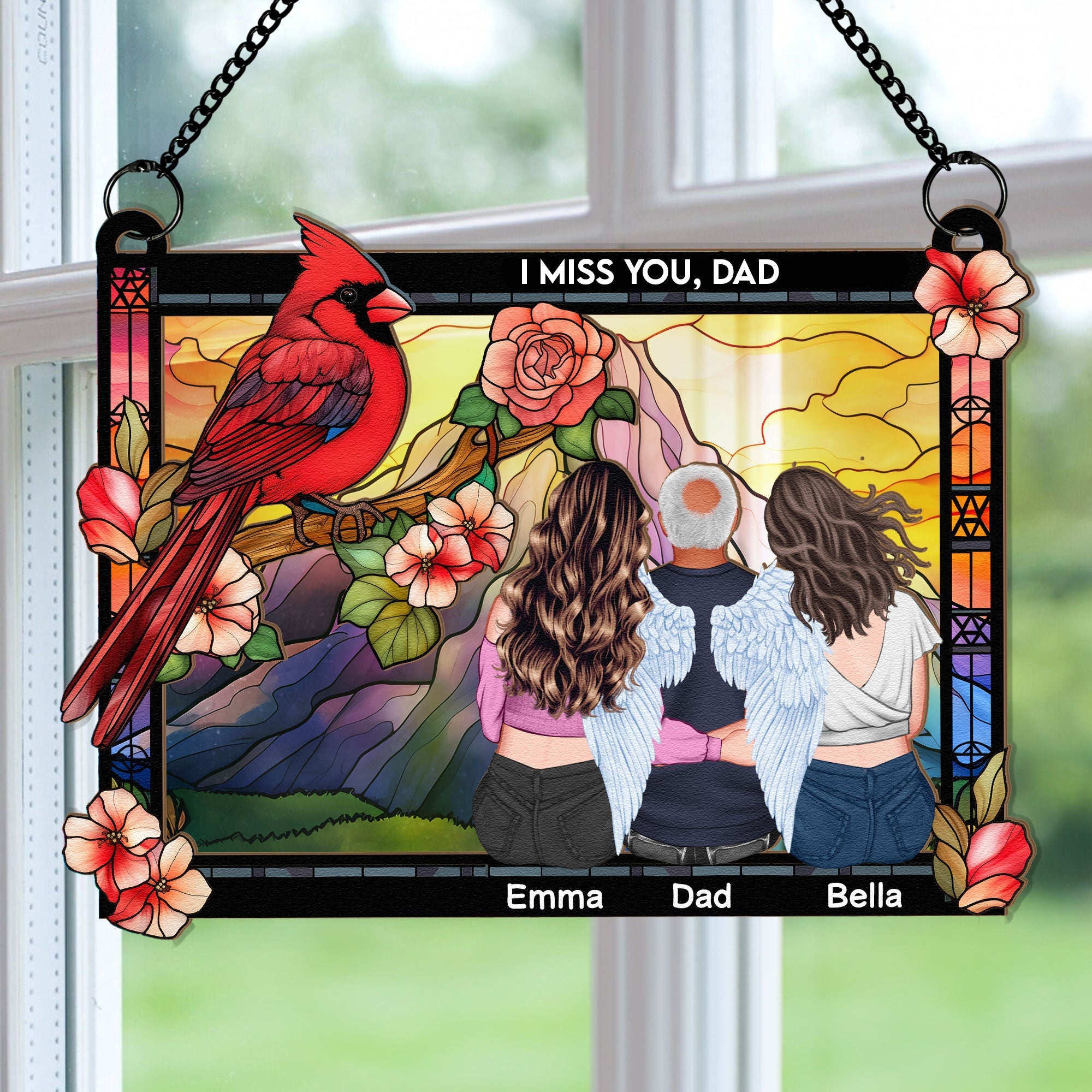 Cardinal Always With You - Personalized Window Hanging Suncatcher Ornament