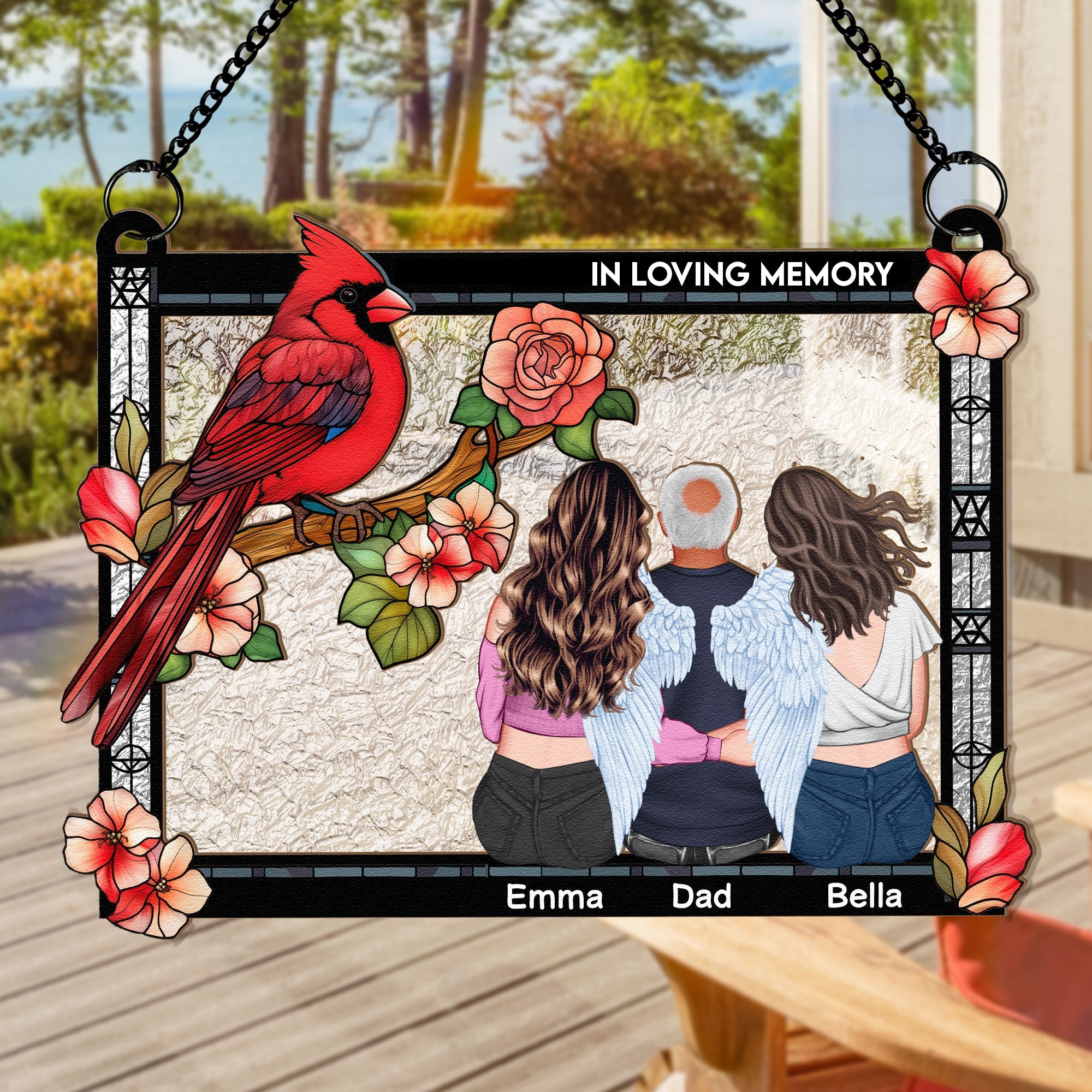 Cardinal Always With You - Personalized Window Hanging Suncatcher Ornament