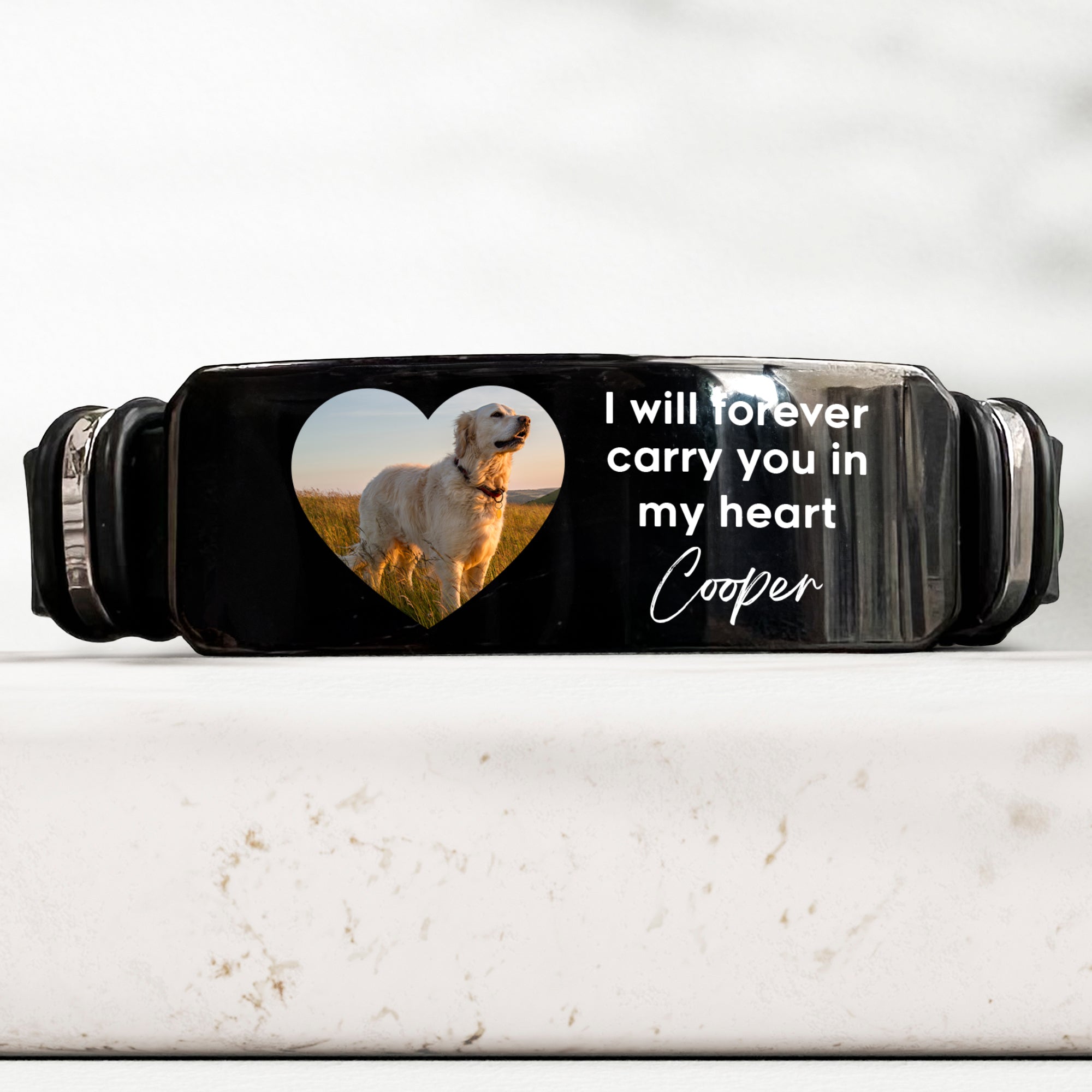 Carry You In My Heart Pet Memorial Gift - Personalized Photo Engraved Bracelet