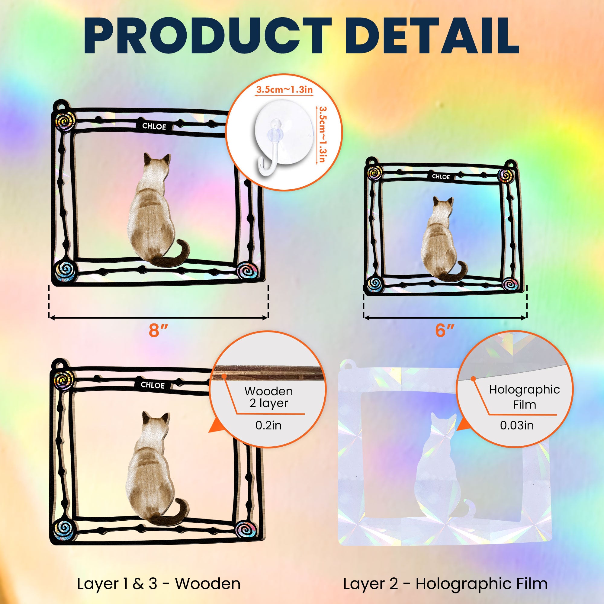 Cat Enjoying The SunLight - Personalized Rainbow Suncatcher