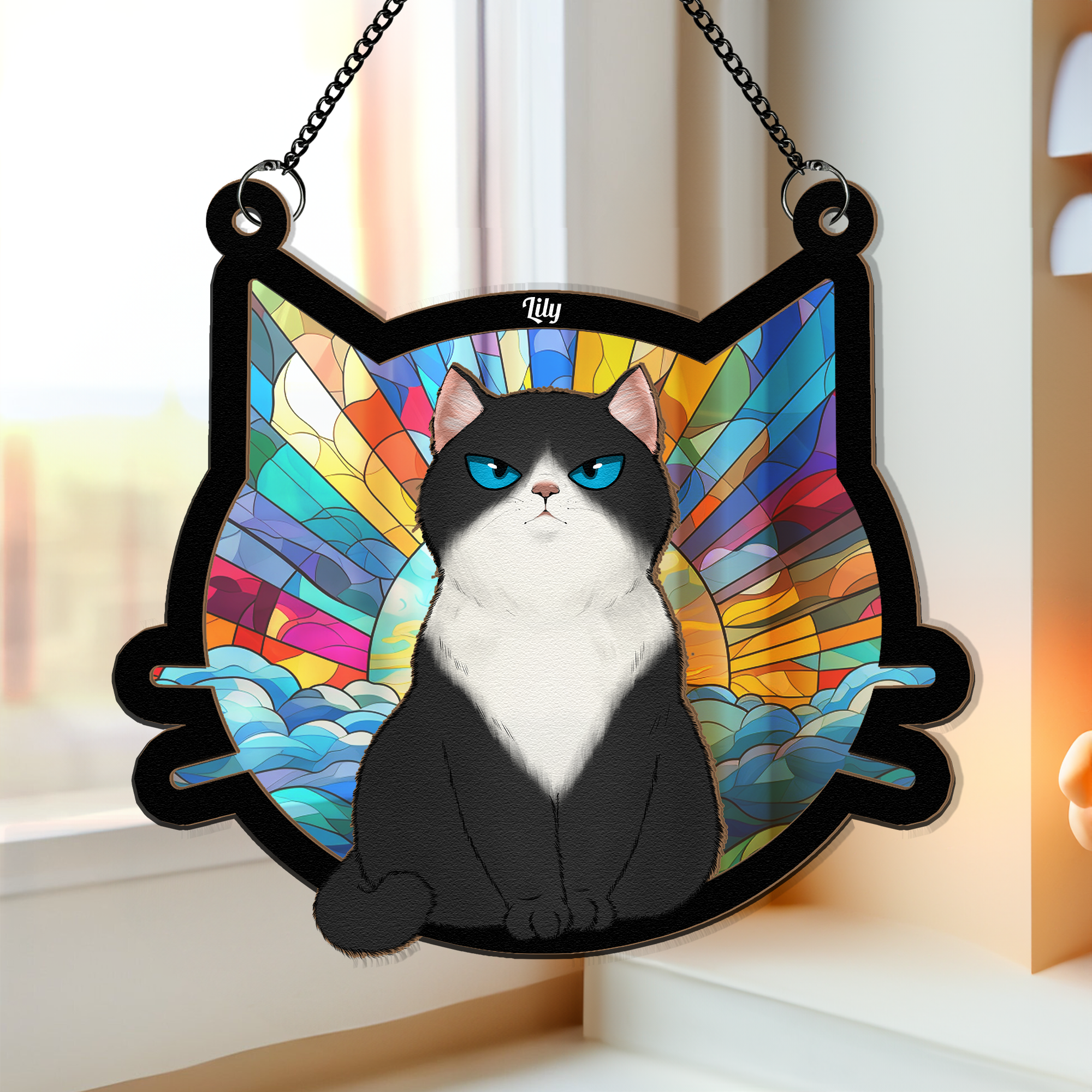 Cat Lovers Cute Kitty - Personalized Window Hanging Suncatcher Ornament