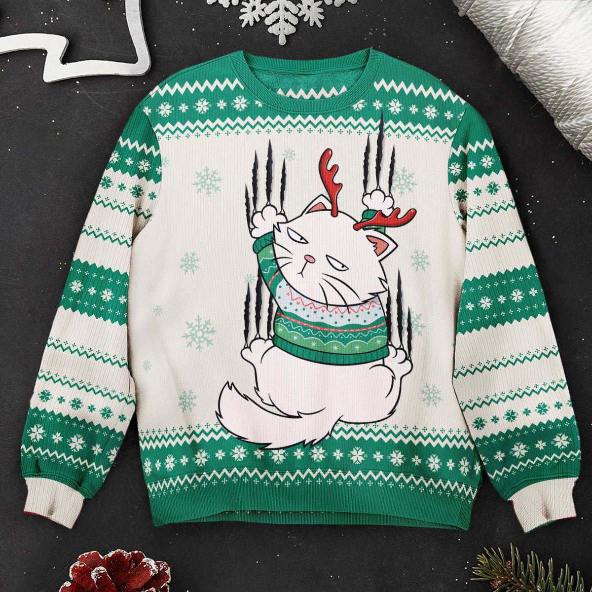 Cat Lovers Meowy Christmas - Personalized Ugly Sweater