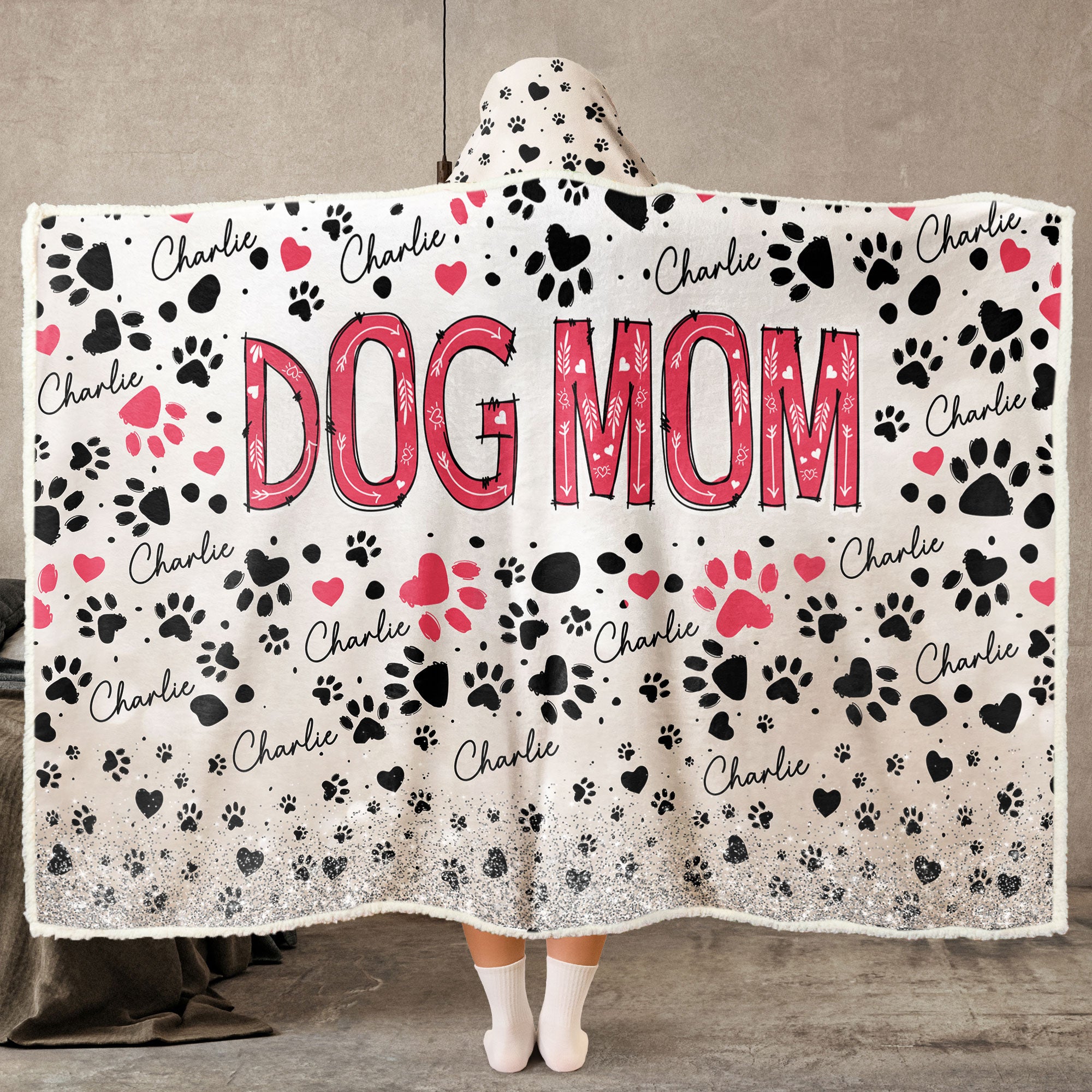 Cat Mom Dog Mom - Personalized Wearable Blanket Hoodie