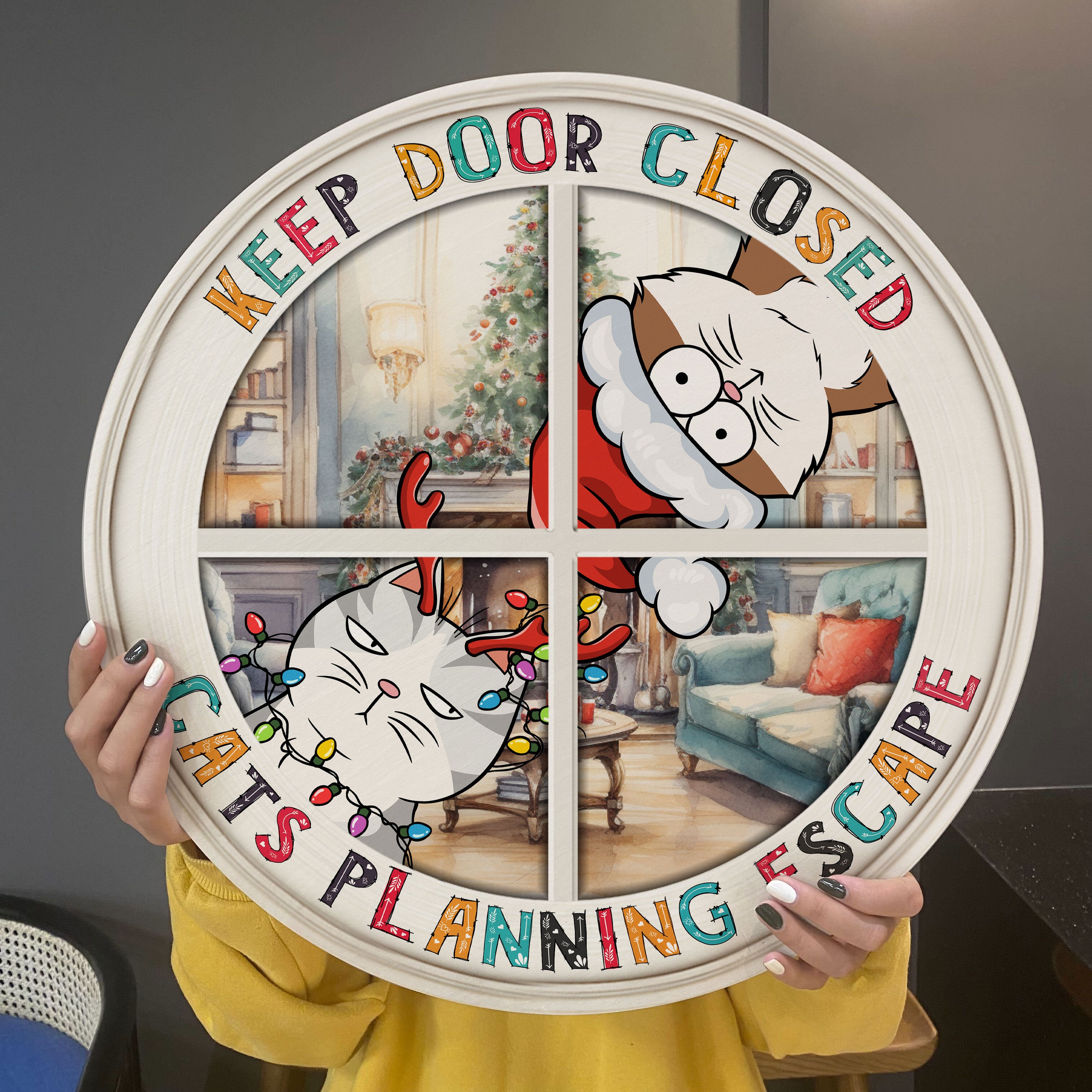 Cats Are Planning Escape - Personalized Wood Sign