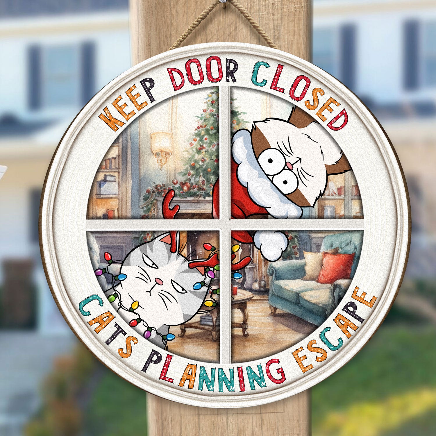 Cats Are Planning Escape - Personalized Wood Sign