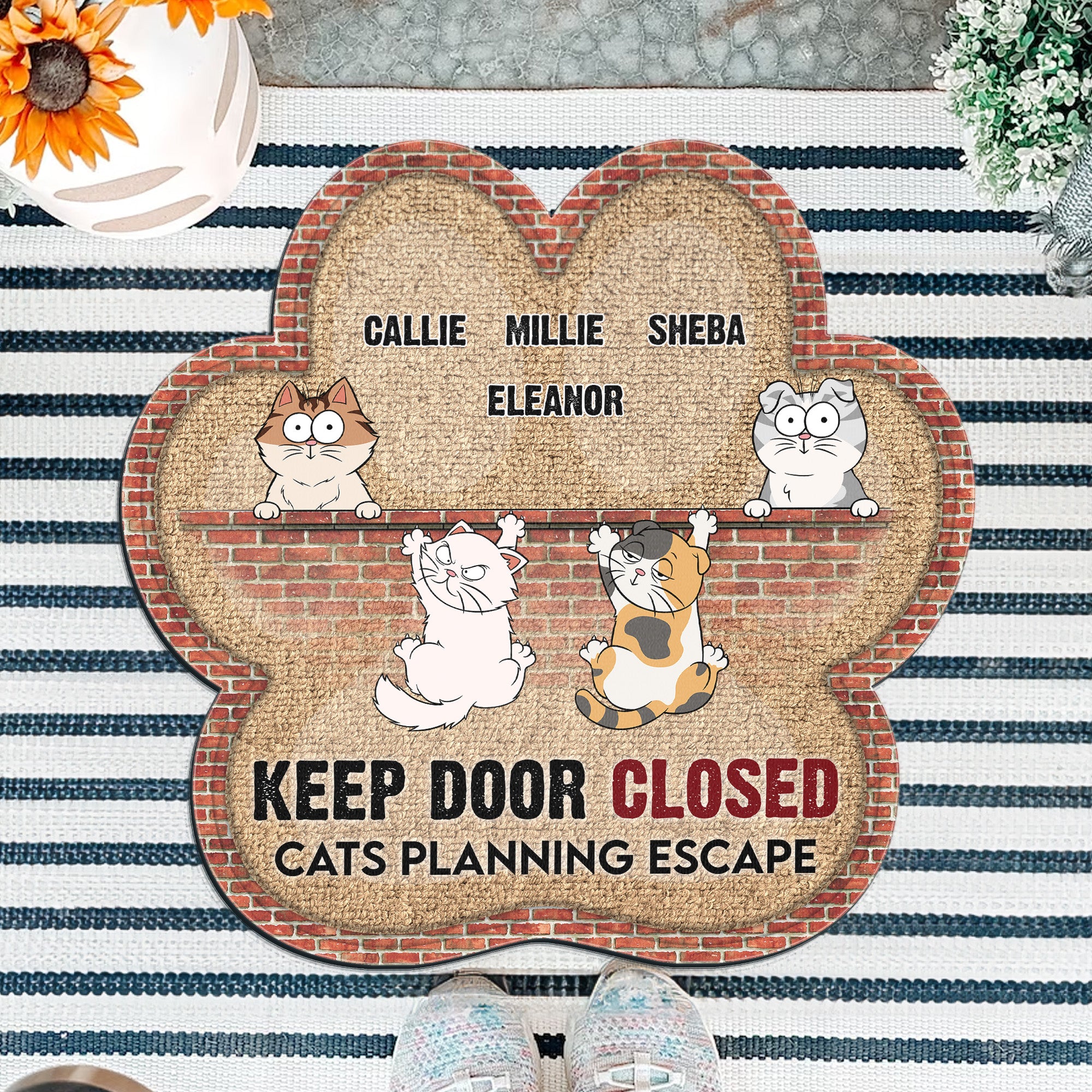 Cats Planning Escape - Personalized Doormat