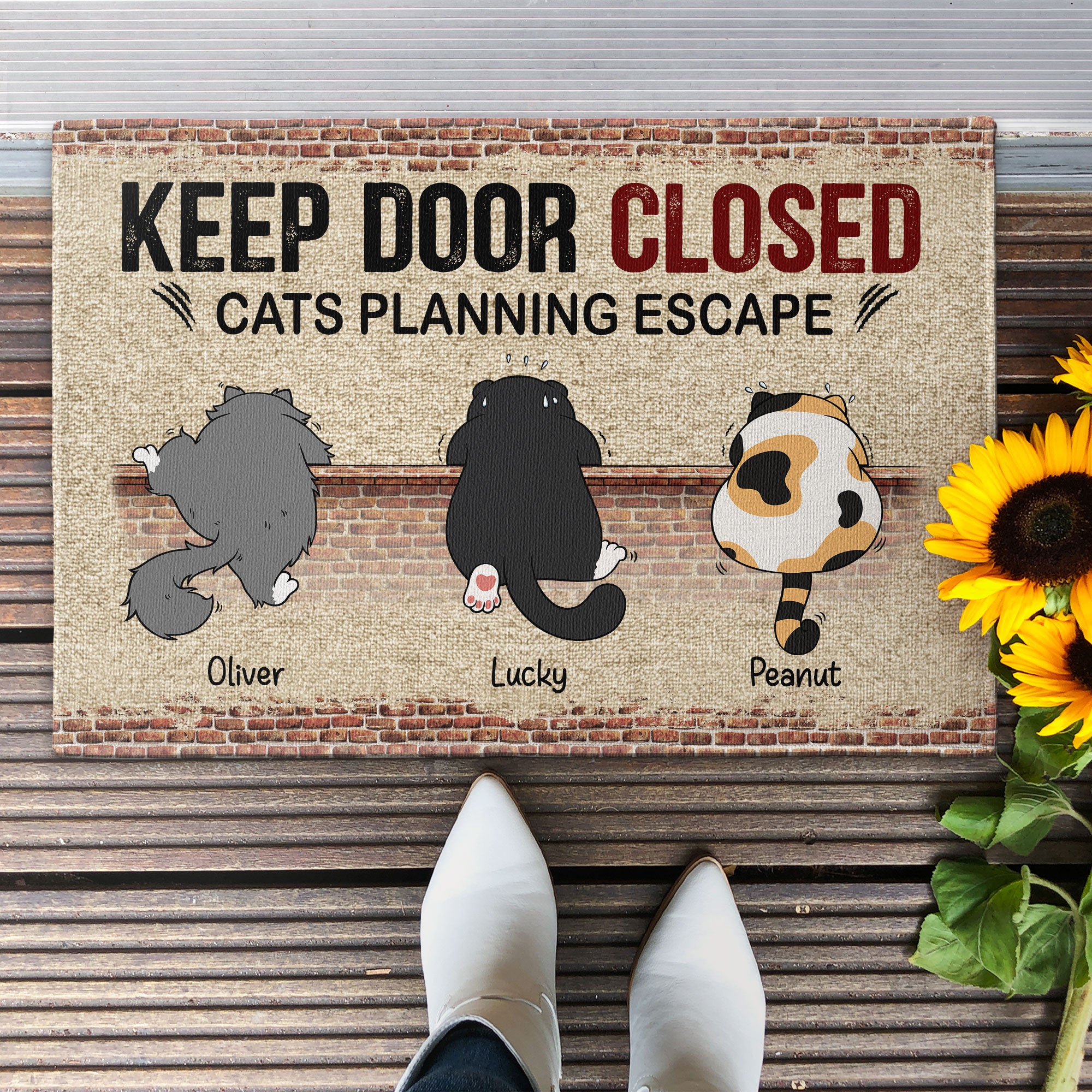 Cats Planning Escape - Personalized Doormat