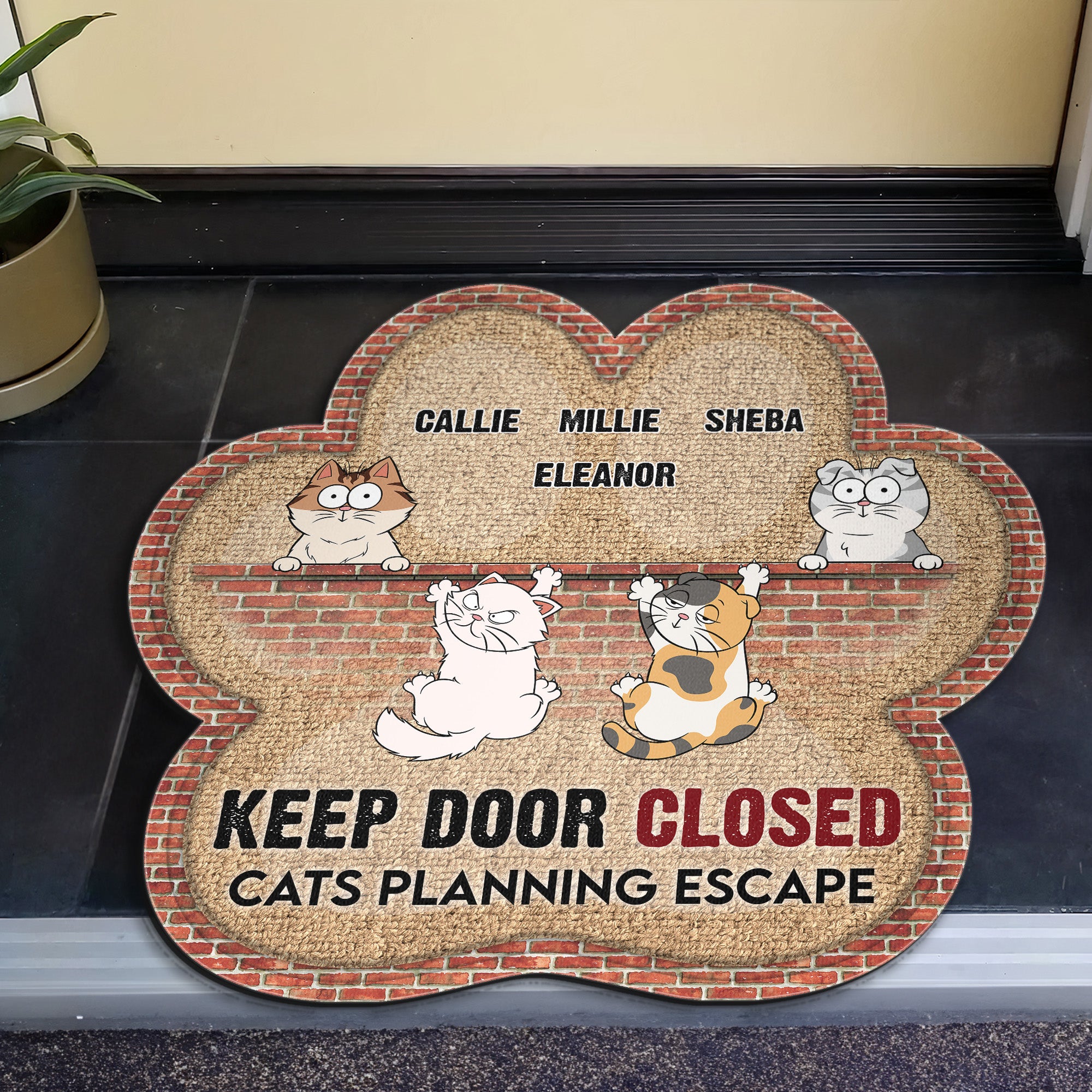 Cats Planning Escape - Personalized Doormat